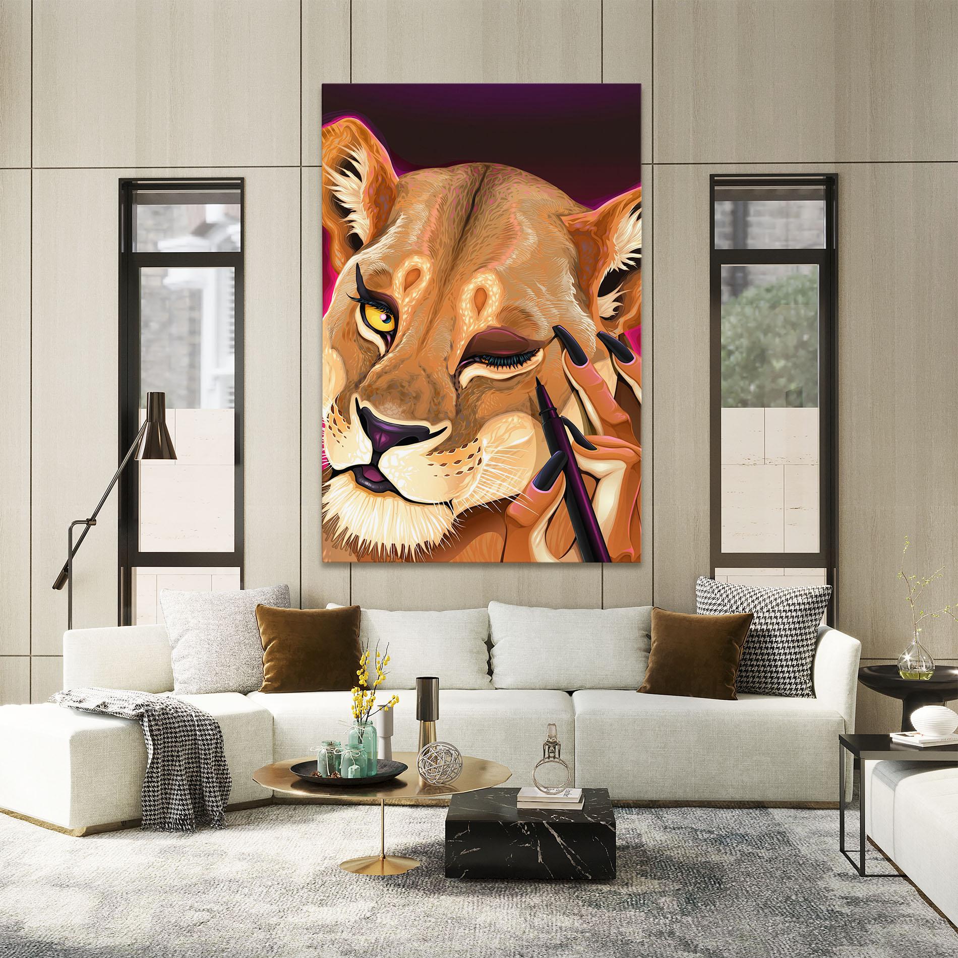 Tablou Canvas Female Lion Makeup mockup 2