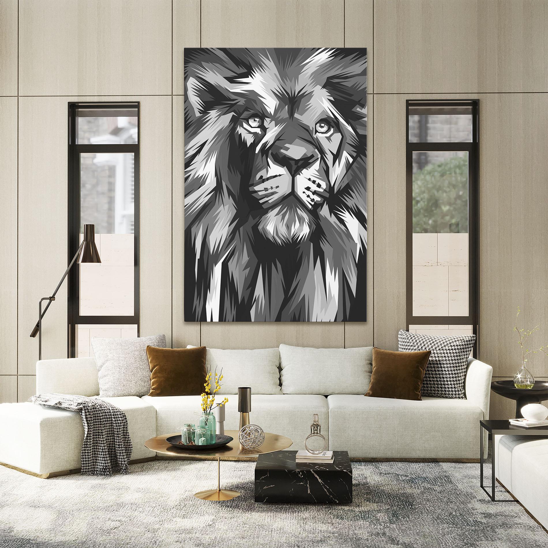Tablou Canvas Grey Head Lion mockup 2
