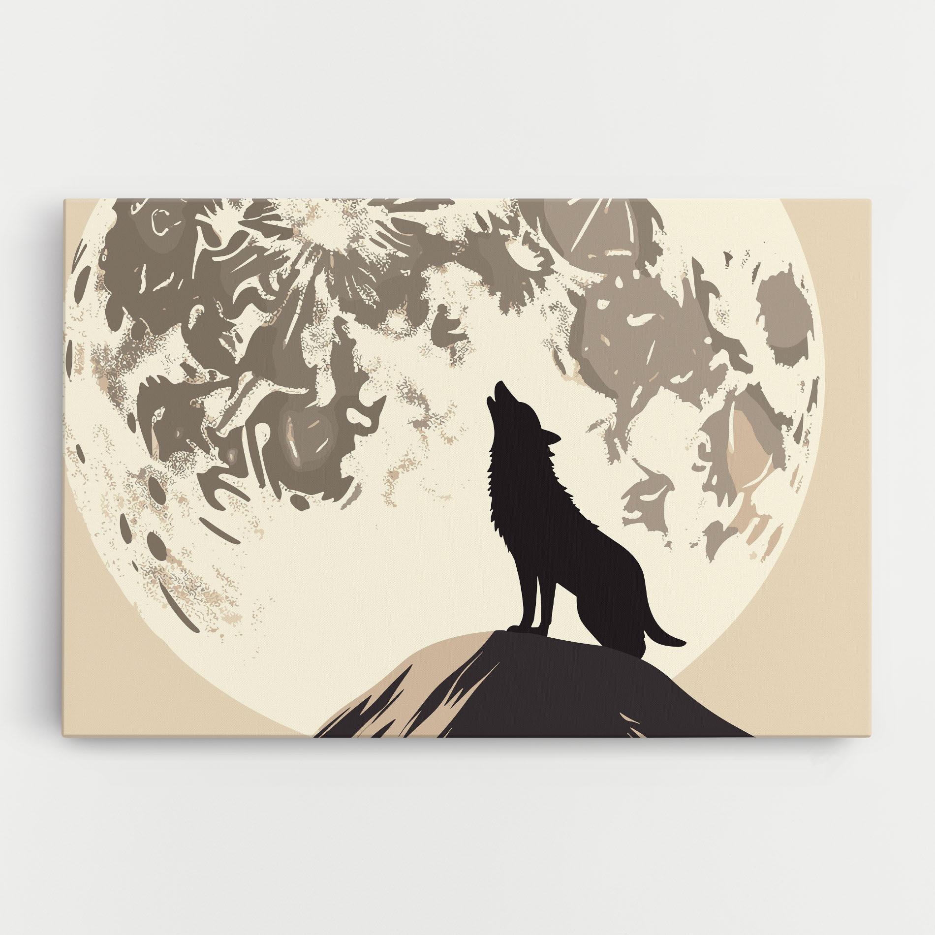Tablou Canvas Cream Moon Wolf mockup 0