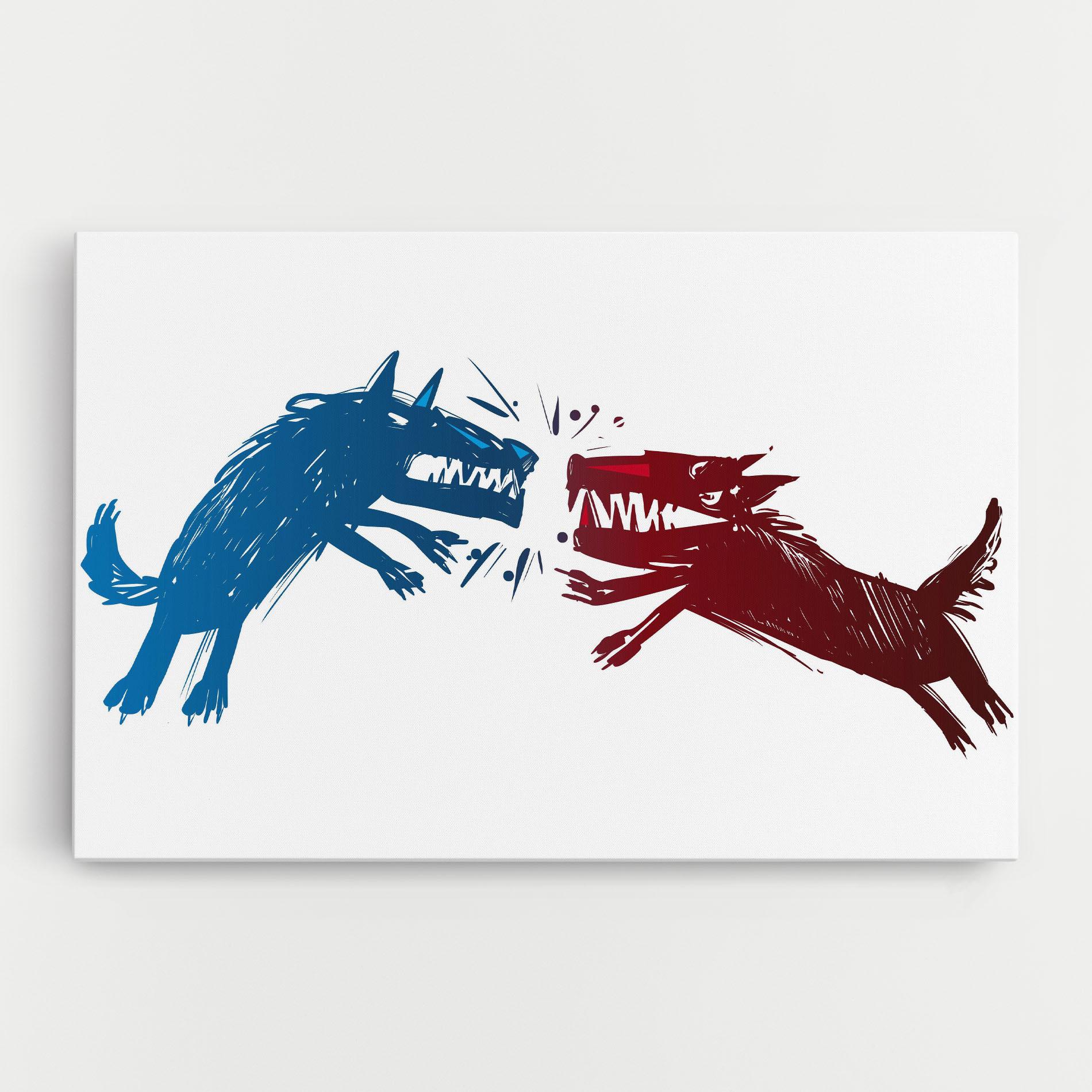Tablou Canvas Red Blue Wolves mockup 0