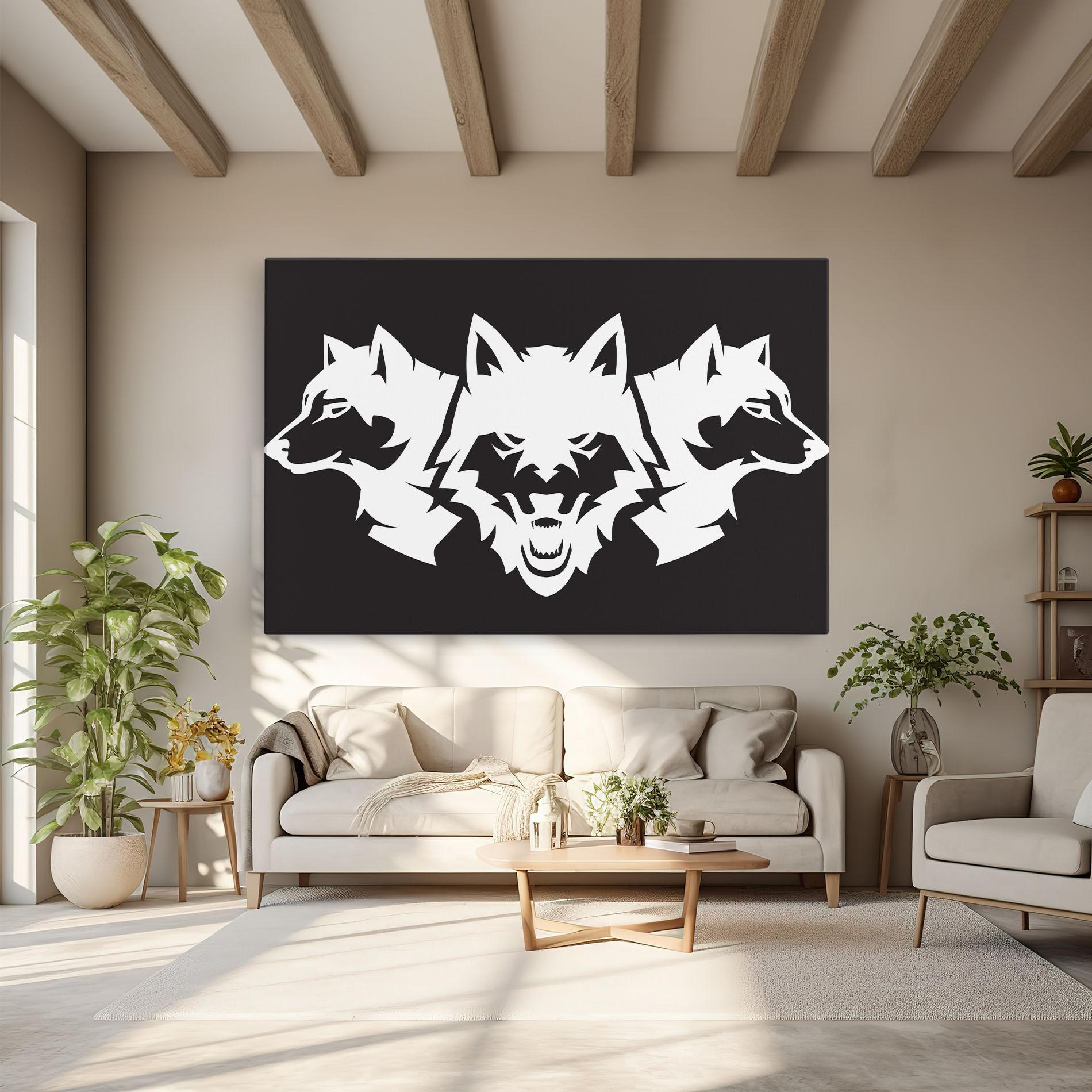 Tablou Canvas 3 Wolf Heads mockup 6
