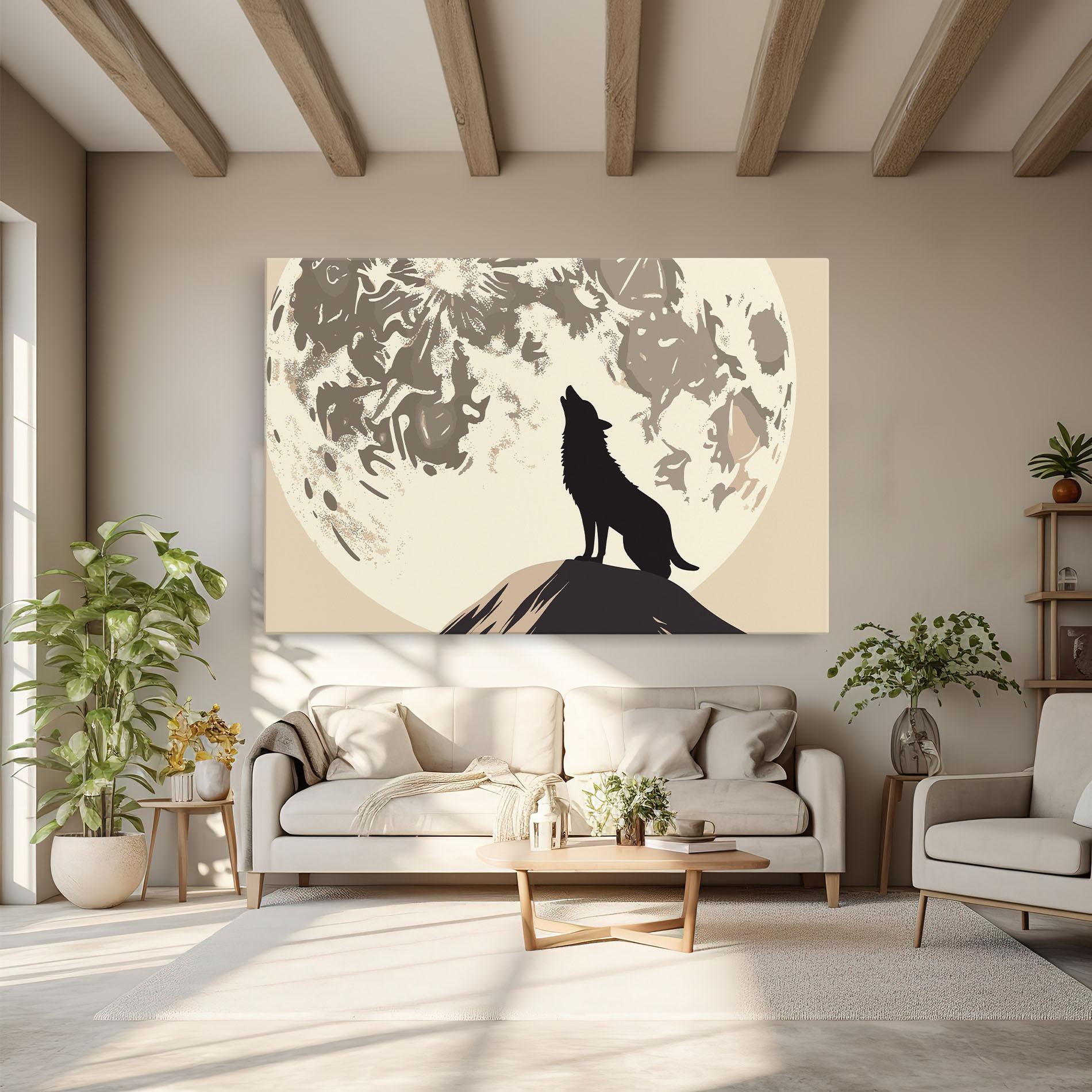 Tablou Canvas Cream Moon Wolf mockup 6