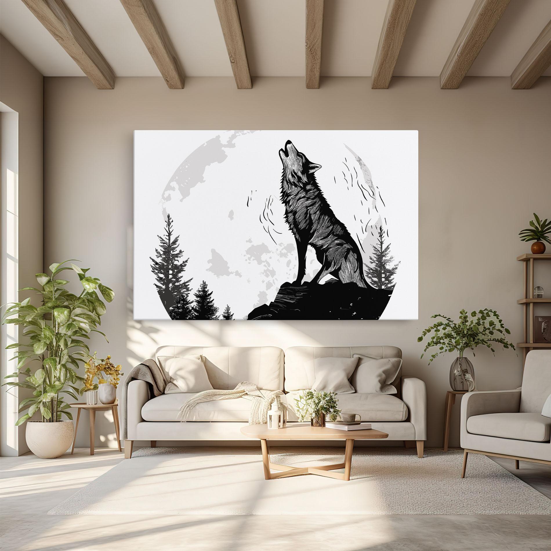 Tablou Canvas Grey Moon Wolf mockup 6