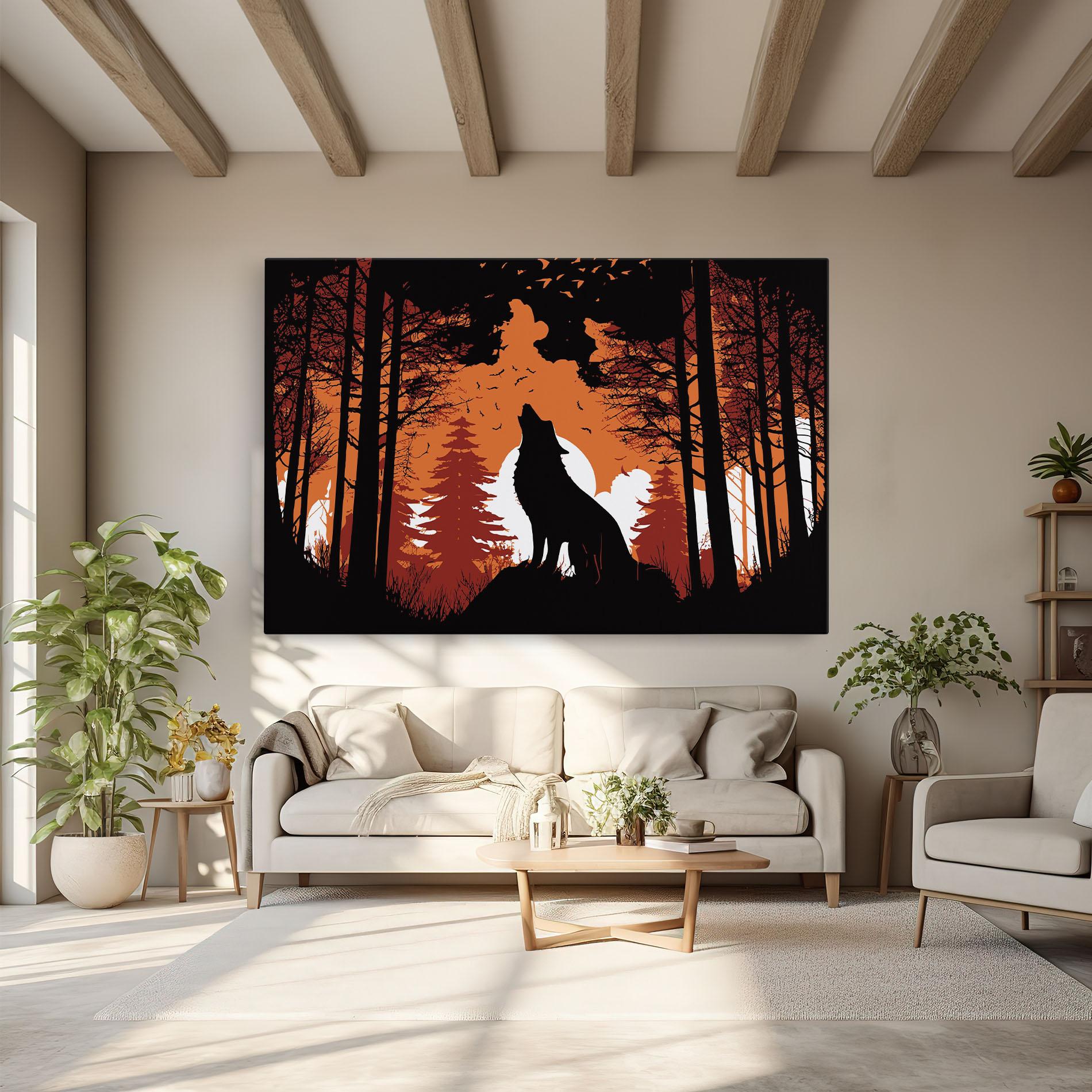 Tablou Canvas Orange Sky Wolf mockup 6