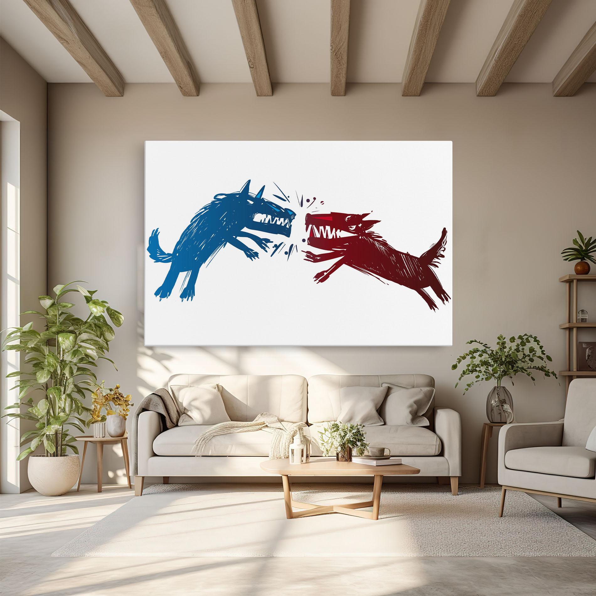 Tablou Canvas Red Blue Wolves mockup 6