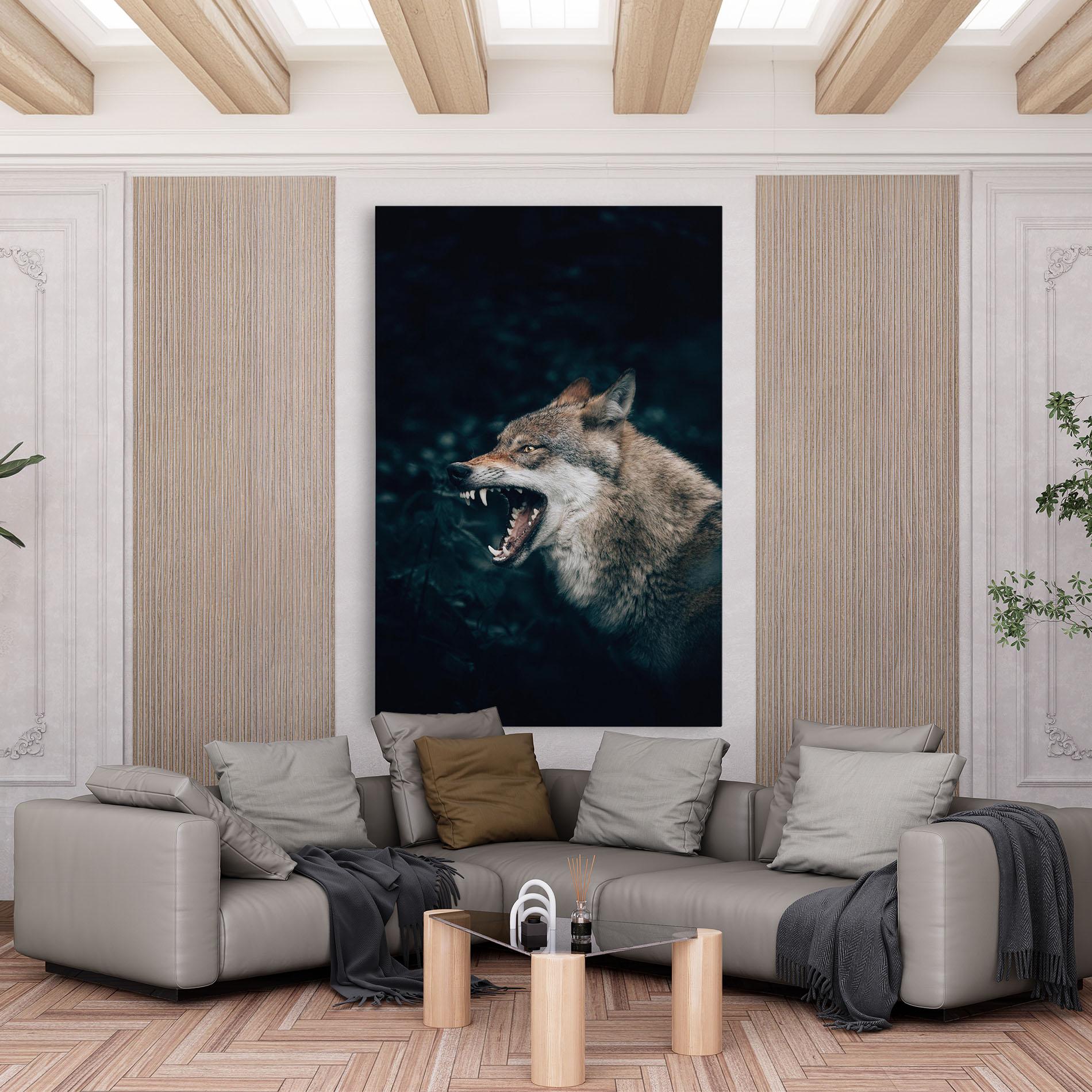 Tablou Canvas Angry Wolf In The Forest mockup 6