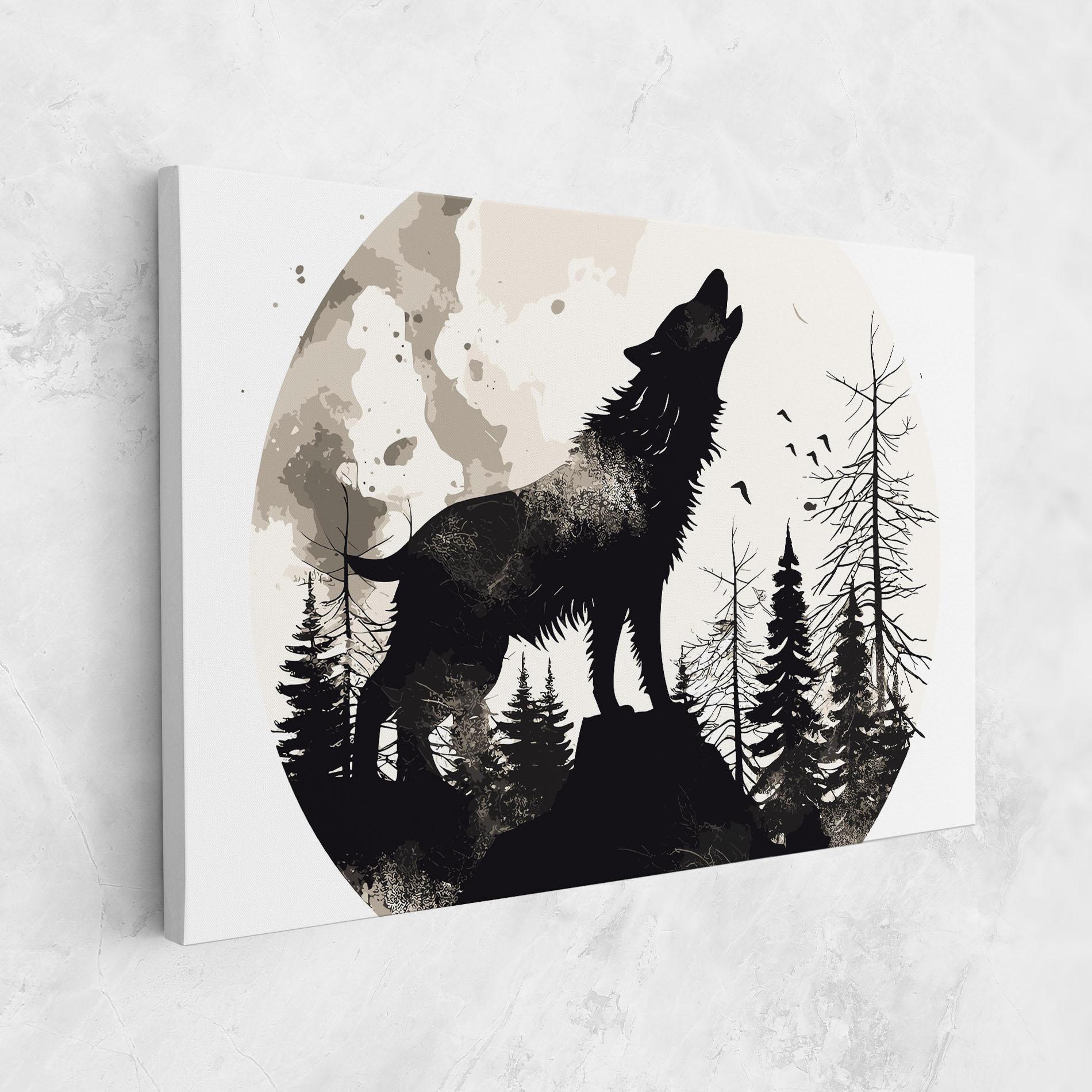 Tablou Canvas Black On Cream Wolf mockup 1