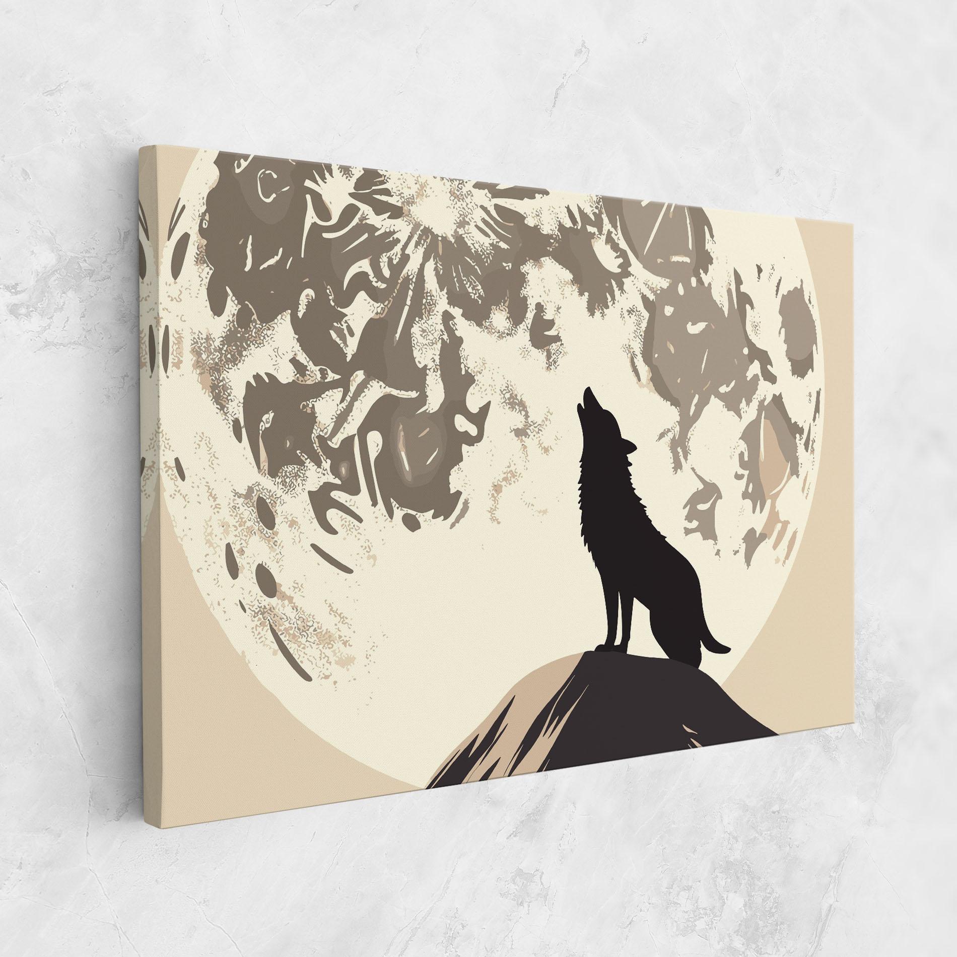 Tablou Canvas Cream Moon Wolf mockup 1
