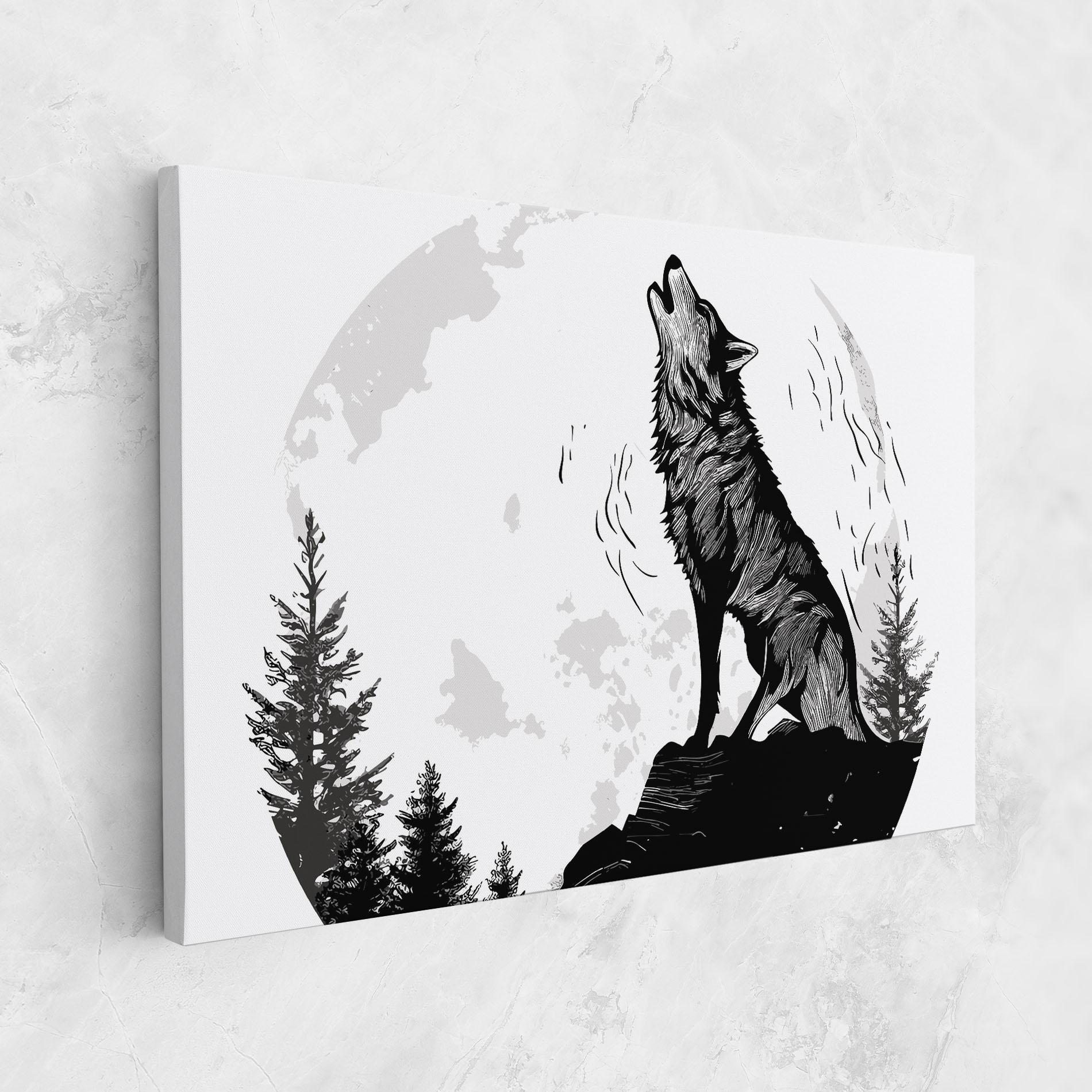 Tablou Canvas Grey Moon Wolf mockup 1