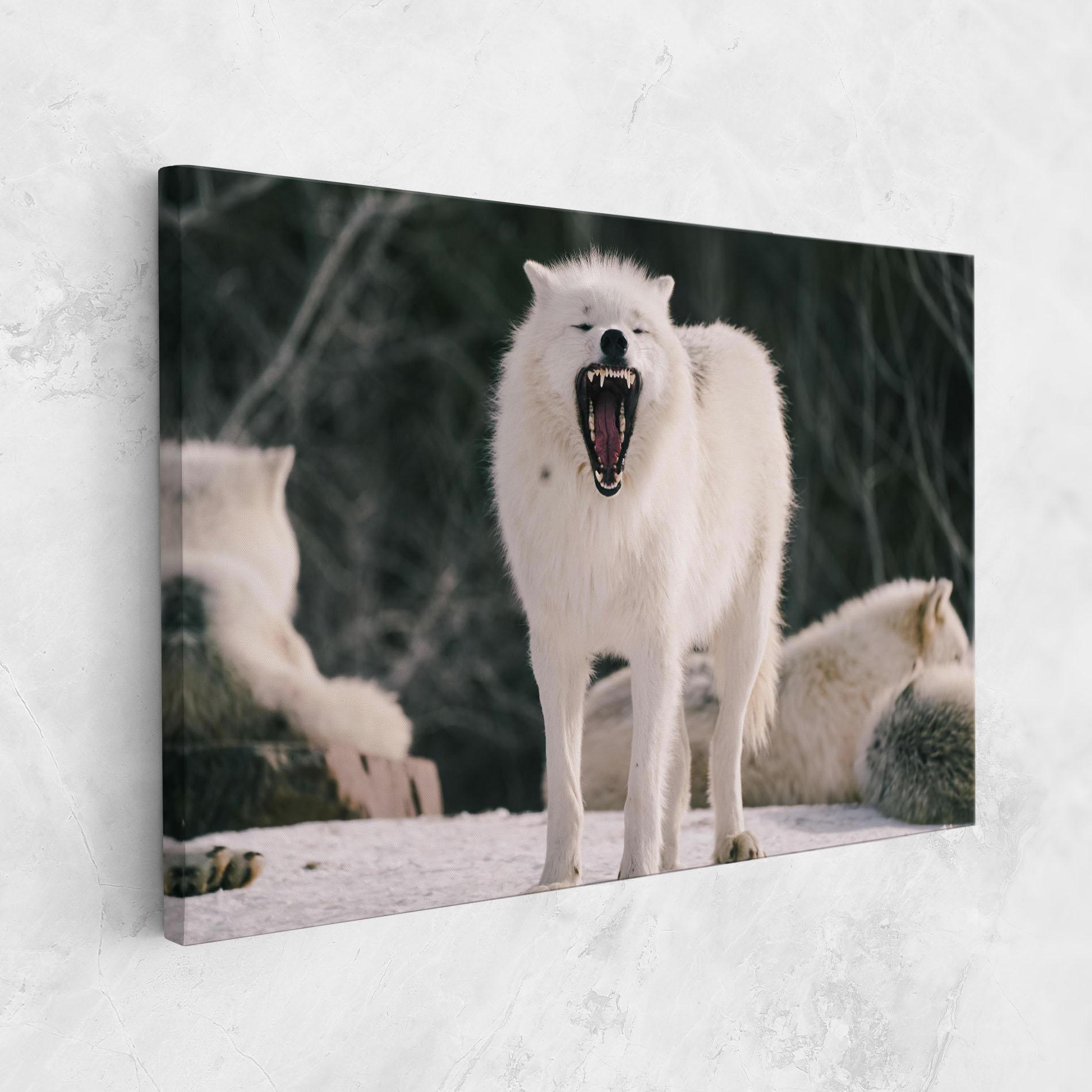 Tablou Canvas Laughing White Wolf mockup 1