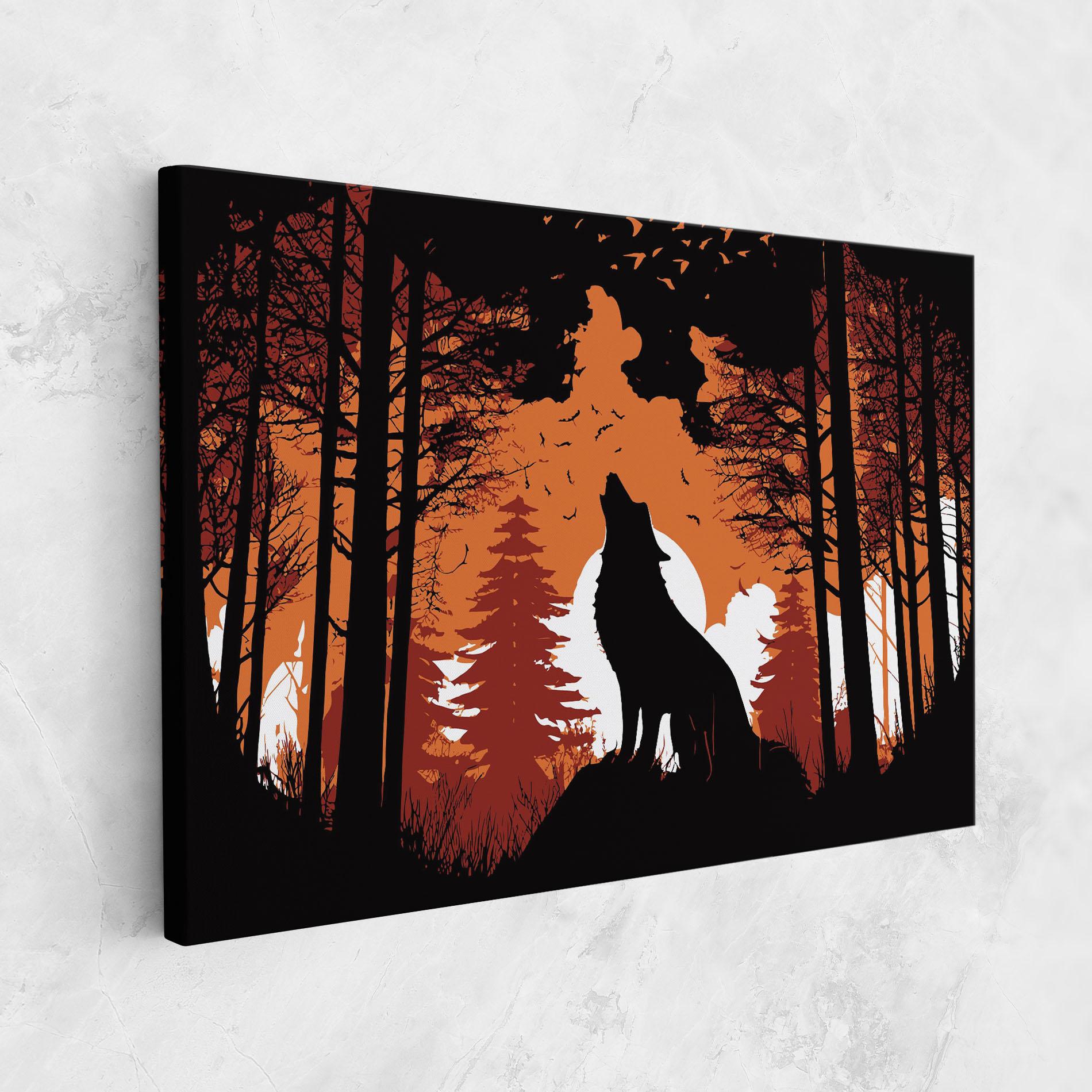 Tablou Canvas Orange Sky Wolf mockup 1