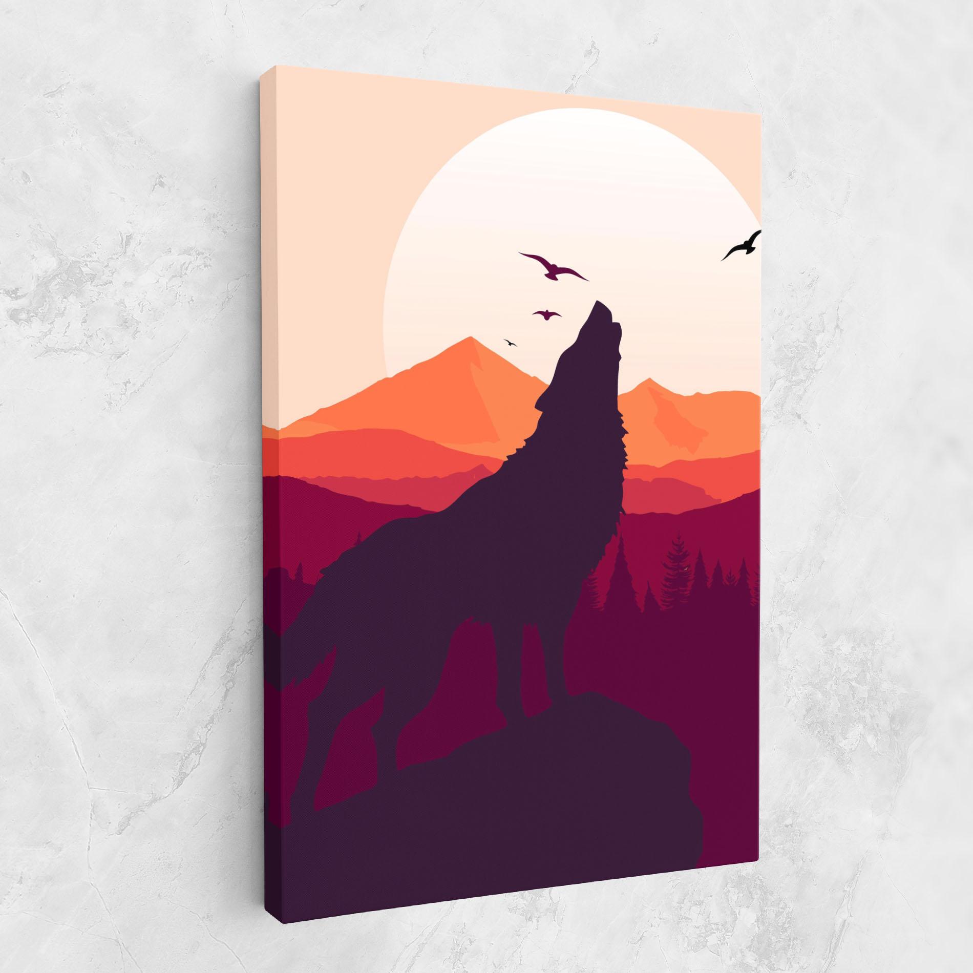 Tablou Canvas Wolf Pink Moon mockup 1