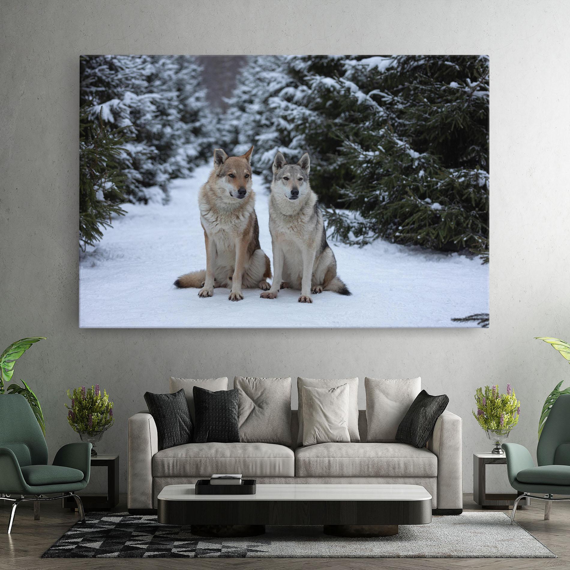 Tablou Canvas 2 Wolfs Sitting mockup 7