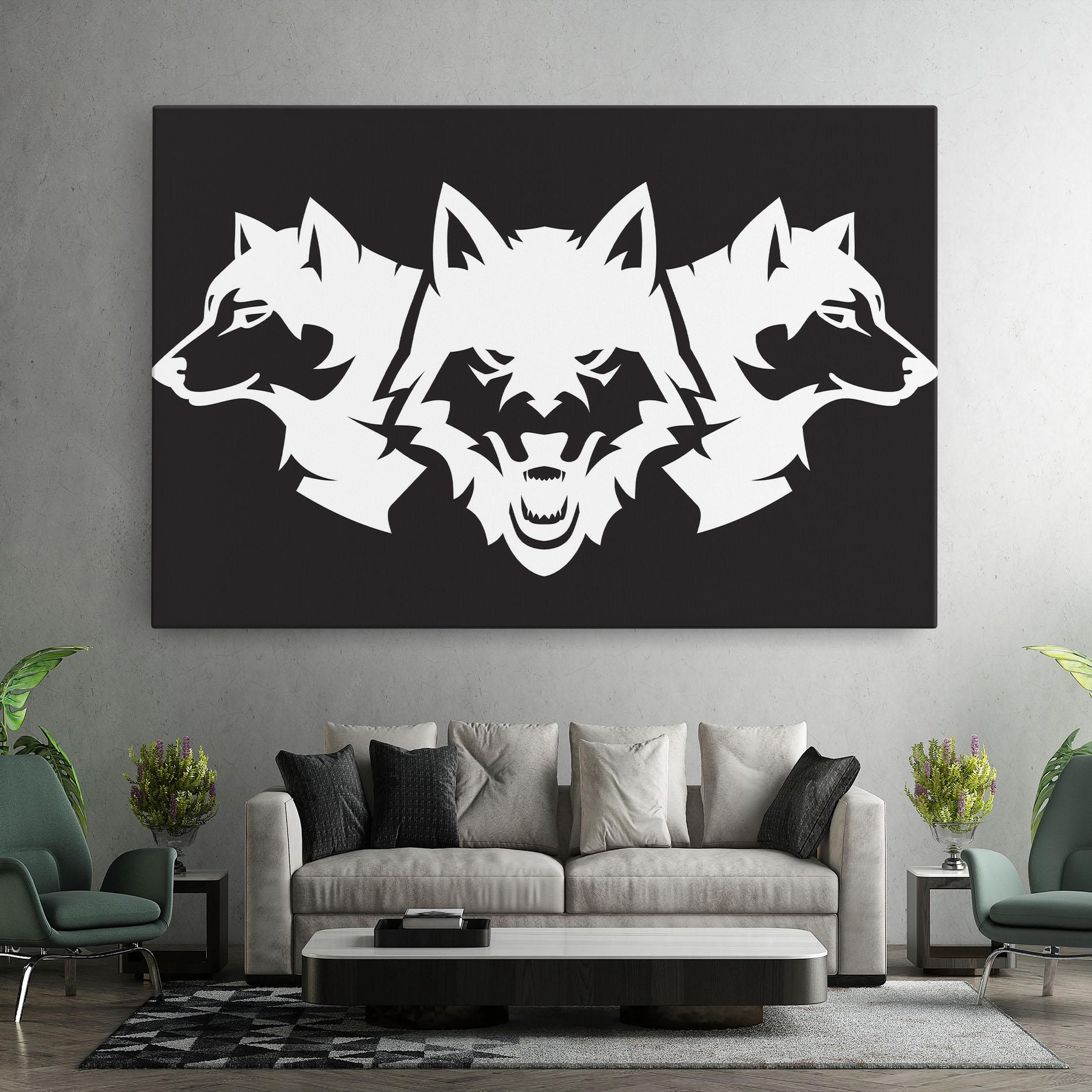 Tablou Canvas 3 Wolf Heads mockup 7