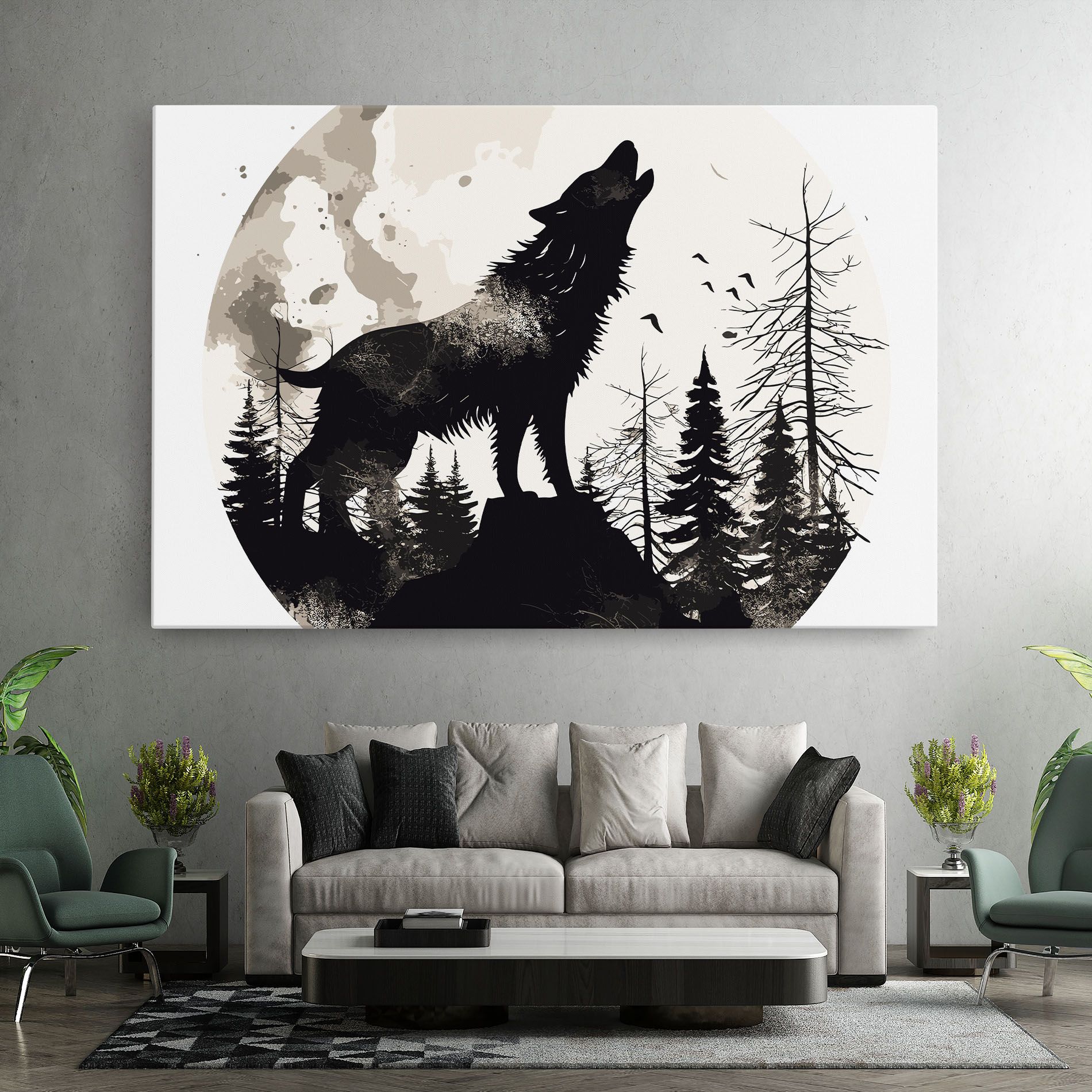 Black On Cream Wolf mockup 7