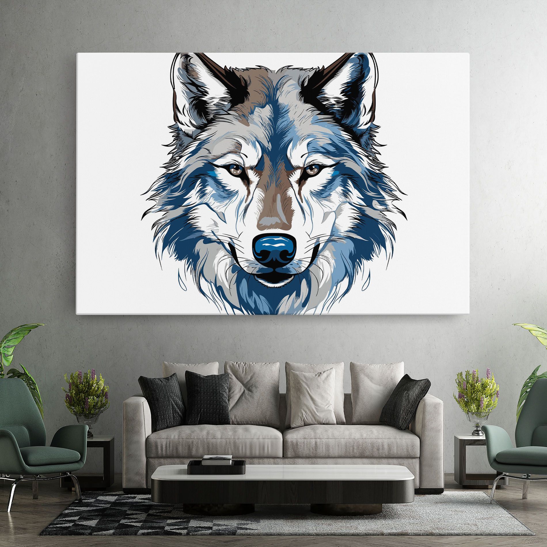 Blue Wolf Head mockup 7
