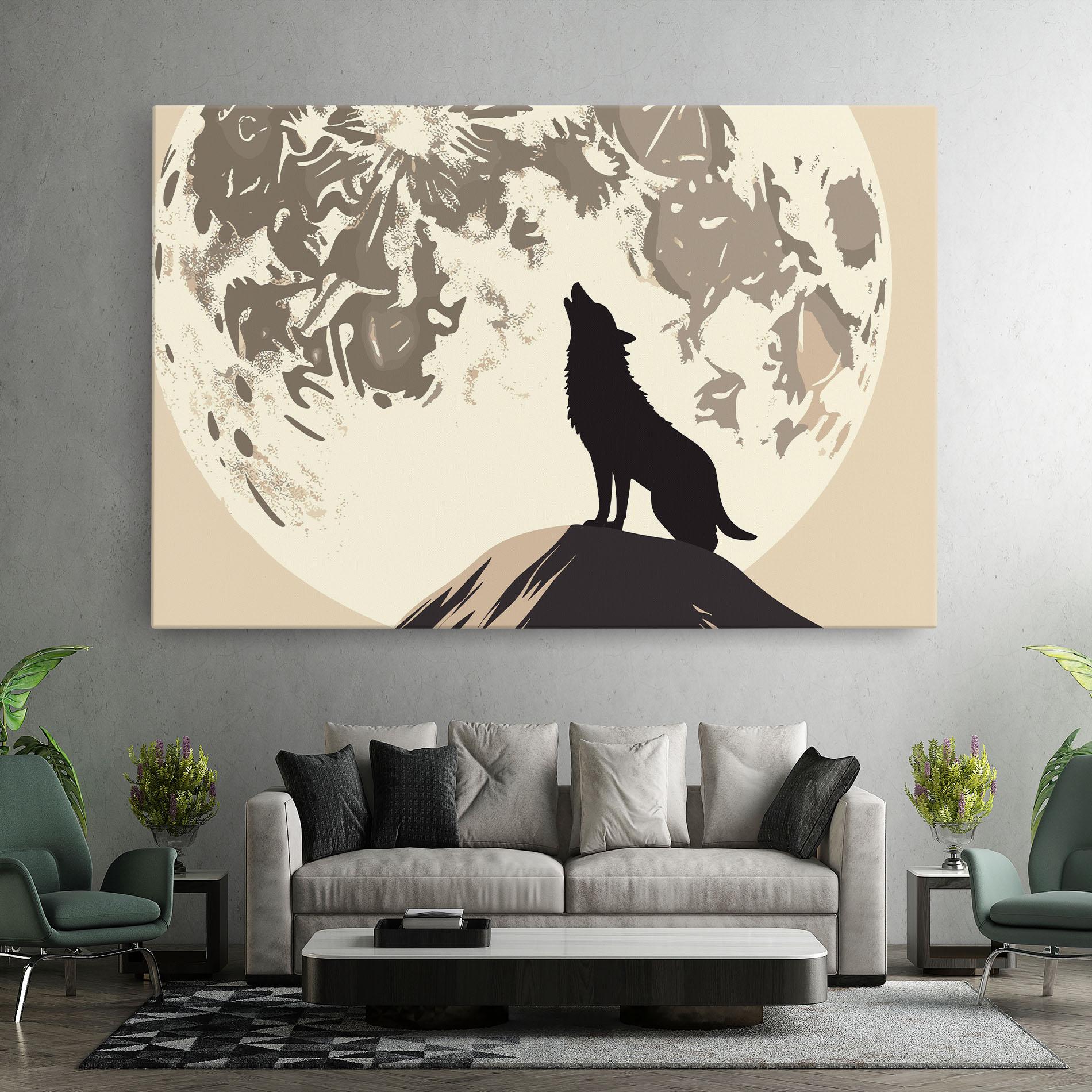 Tablou Canvas Cream Moon Wolf mockup 7