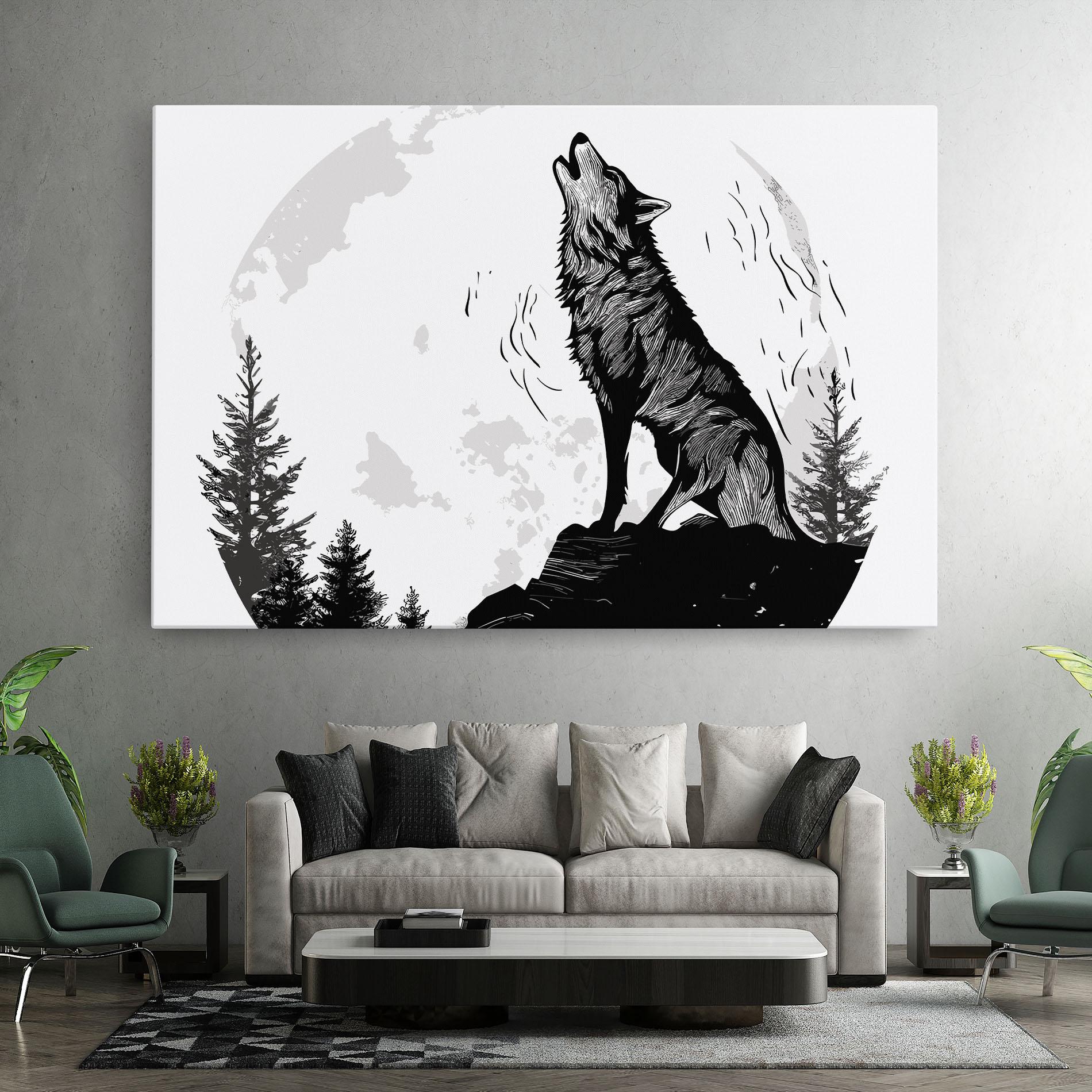 Tablou Canvas Grey Moon Wolf mockup 7