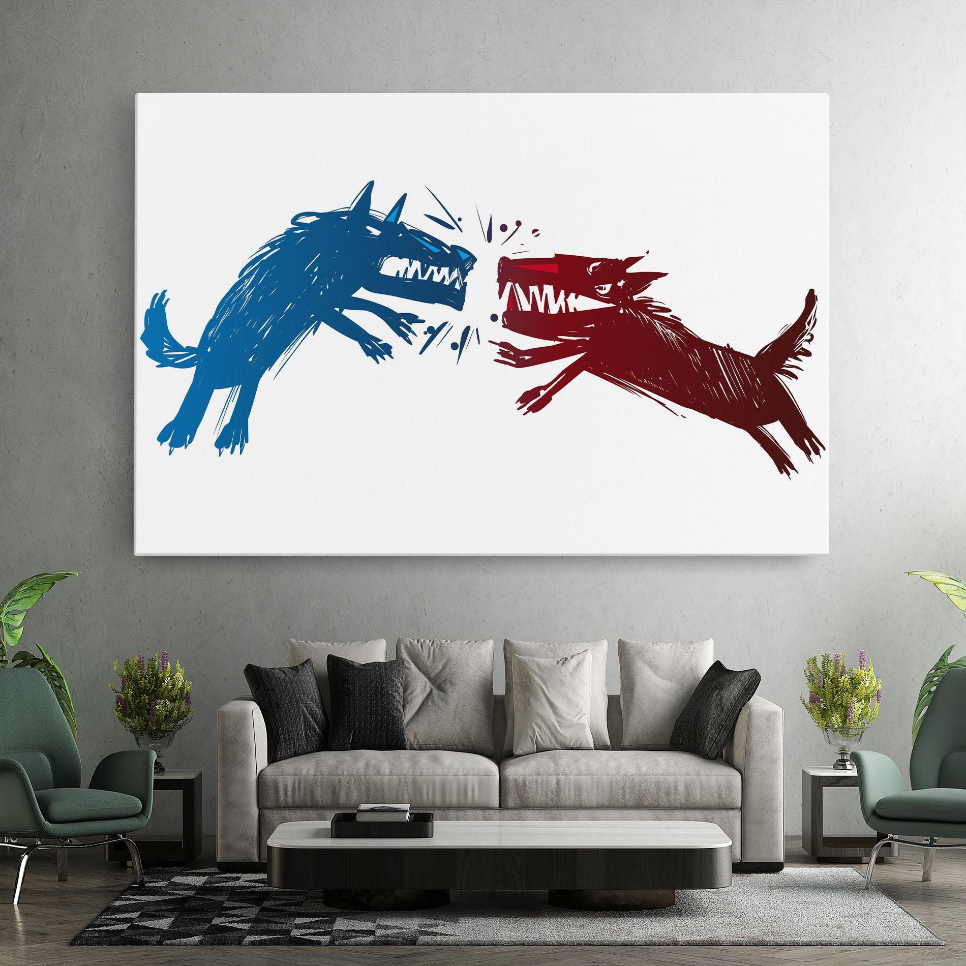 Tablou Canvas Red Blue Wolves mockup 7