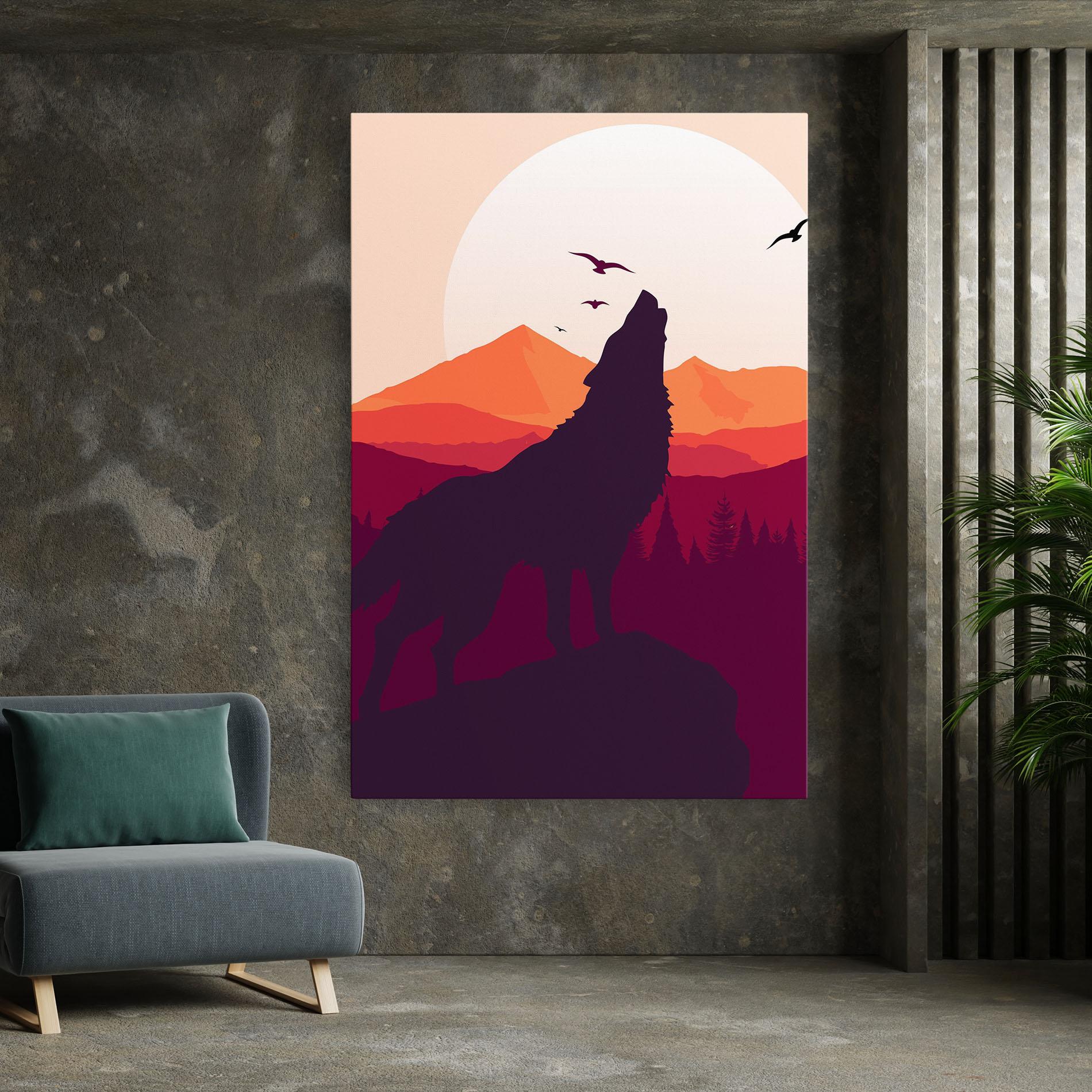 Tablou Canvas Wolf Pink Moon mockup 7