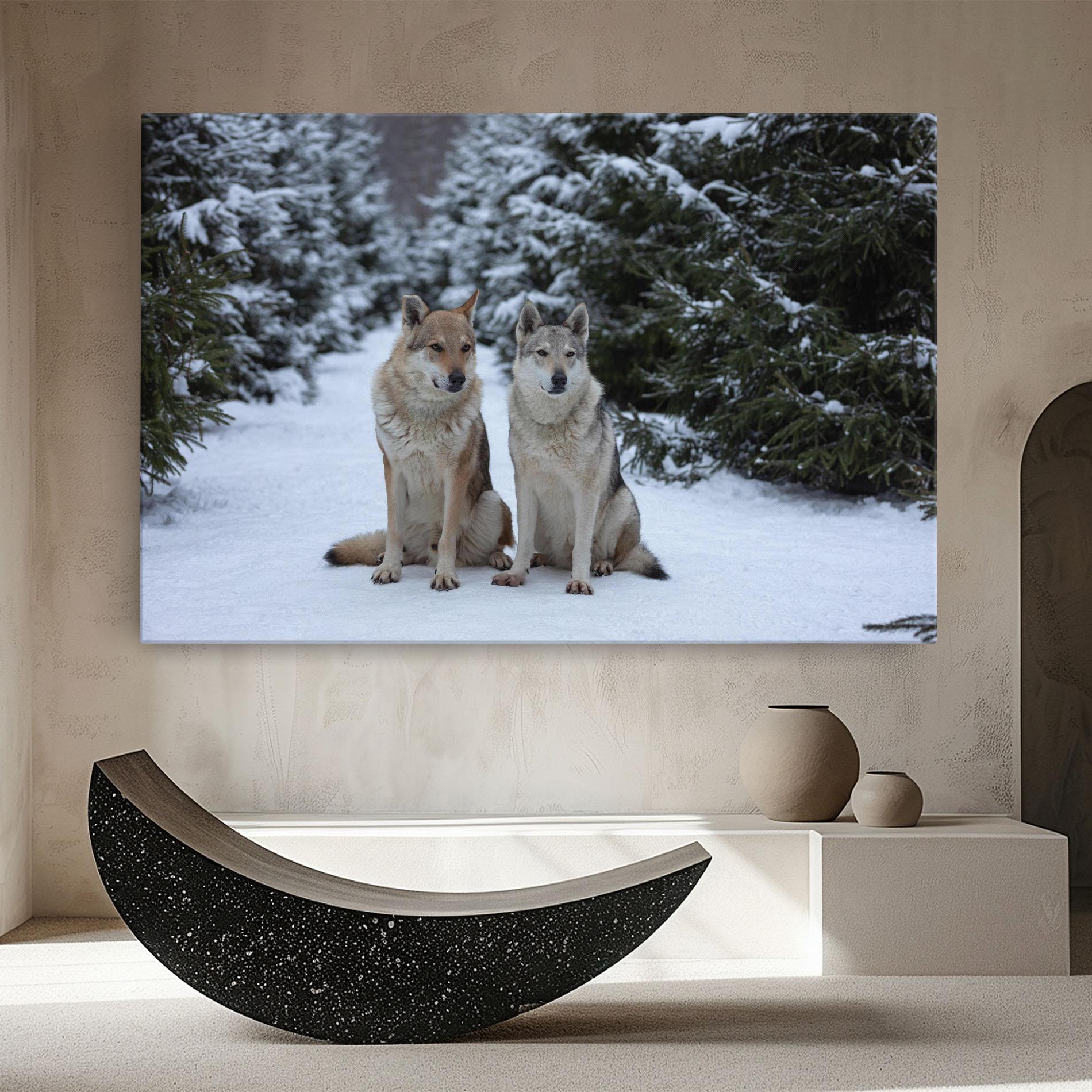 Tablou Canvas 2 Wolfs Sitting mockup 8