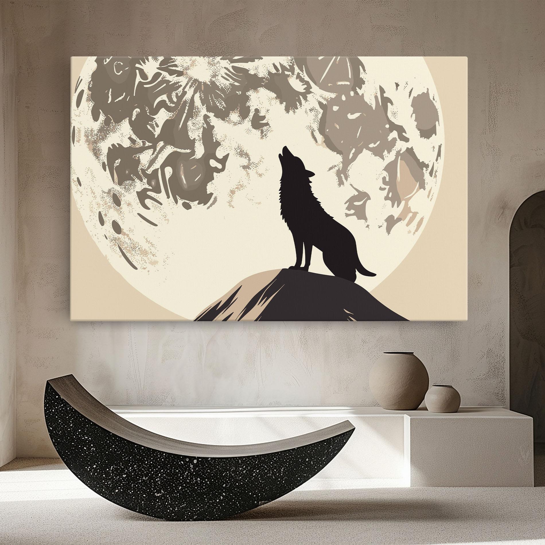 Tablou Canvas Cream Moon Wolf mockup 8