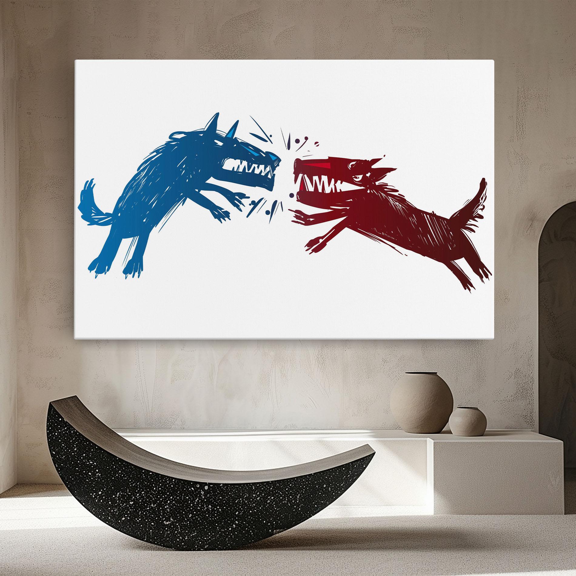 Tablou Canvas Red Blue Wolves mockup 8