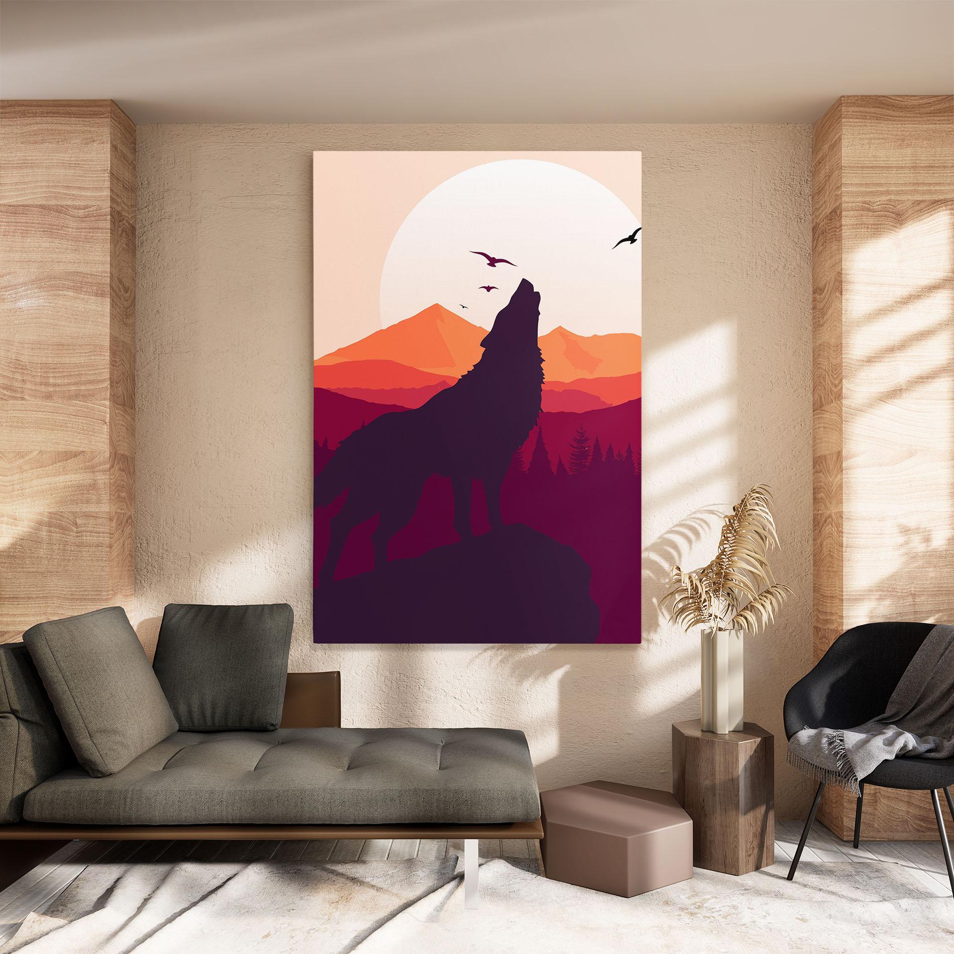 Tablou Canvas Wolf Pink Moon mockup 8
