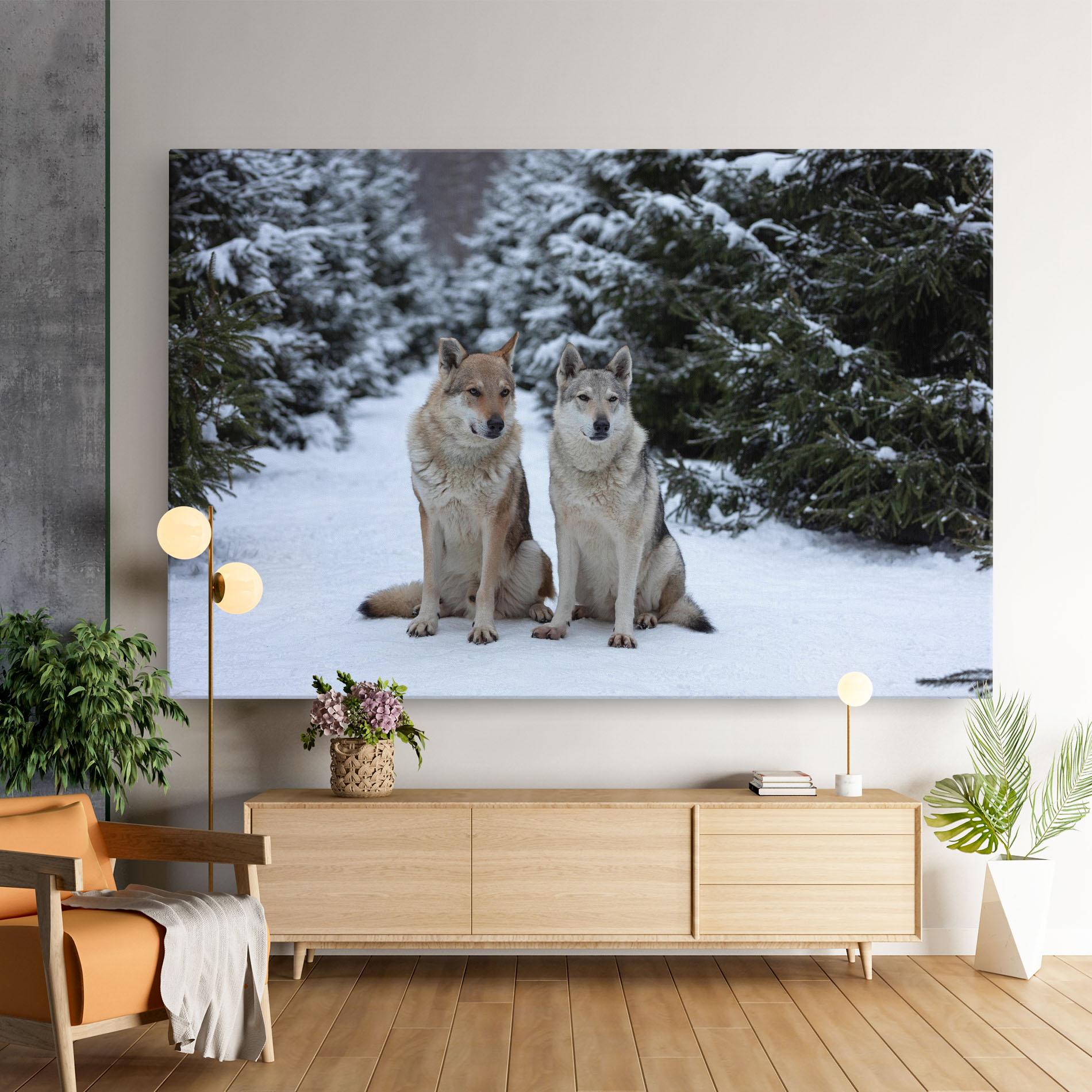 Tablou Canvas 2 Wolfs Sitting mockup 9