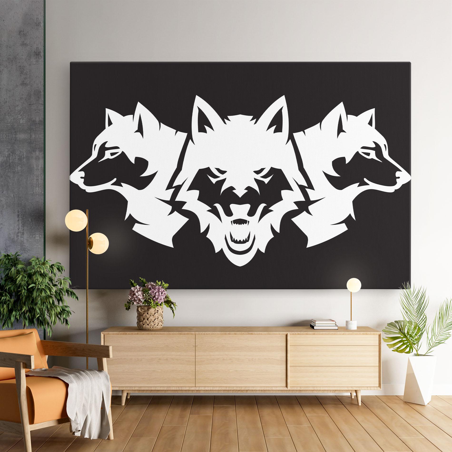 Tablou Canvas 3 Wolf Heads mockup 9