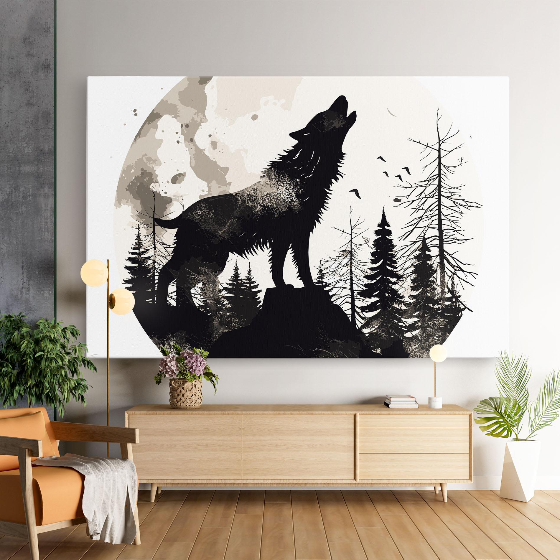 Tablou Canvas Black On Cream Wolf mockup 9