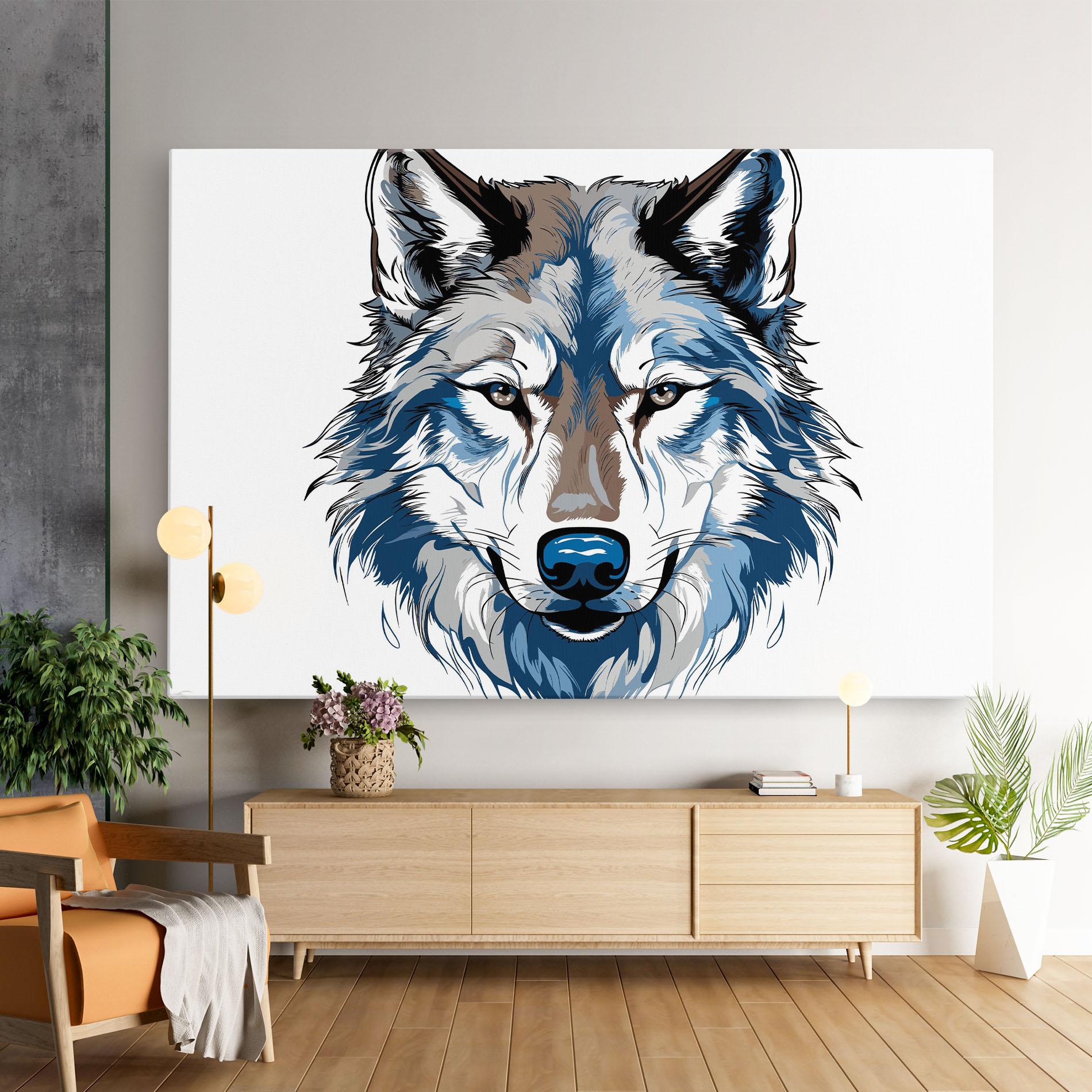 Tablou Canvas Blue Wolf Head mockup 9