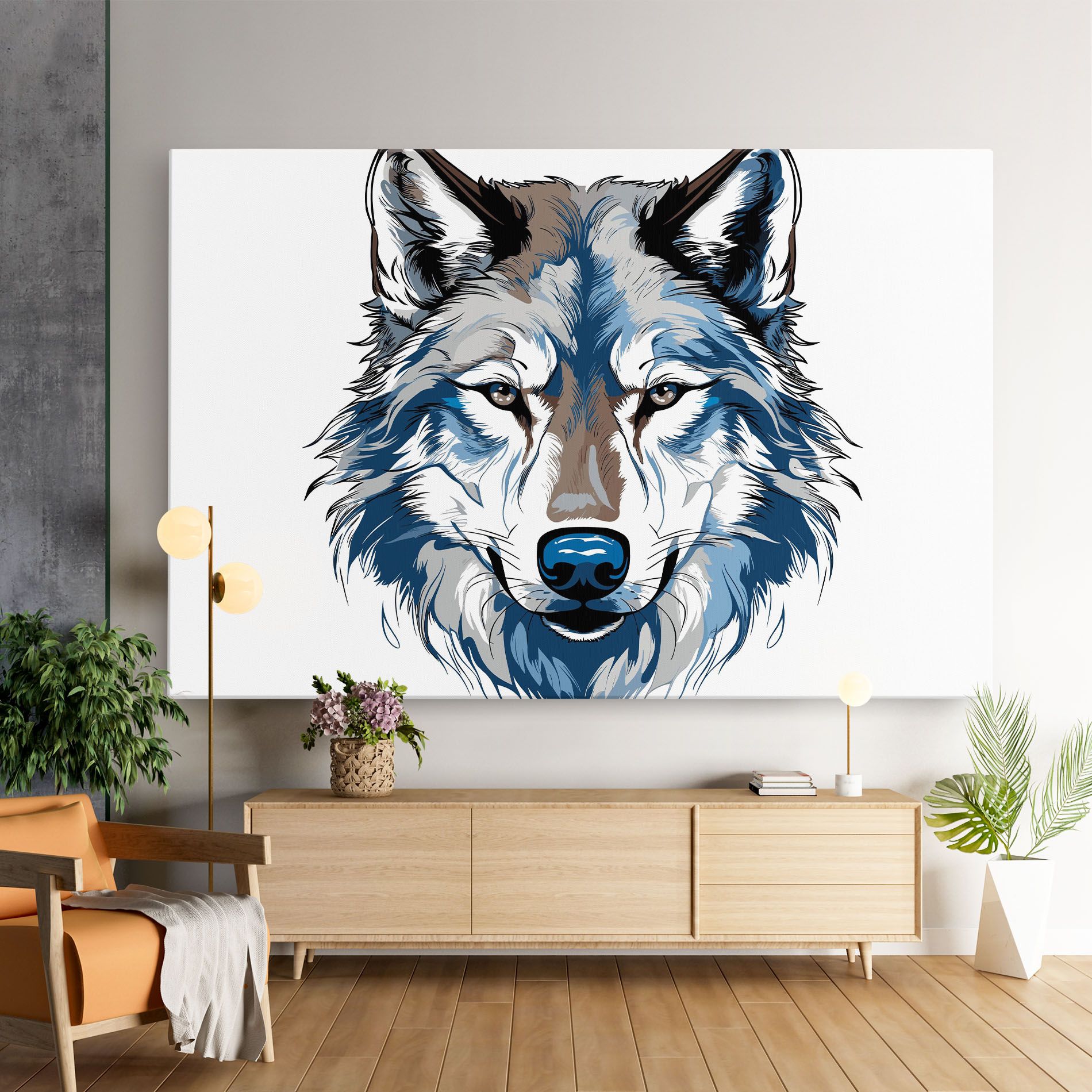Blue Wolf Head mockup 9