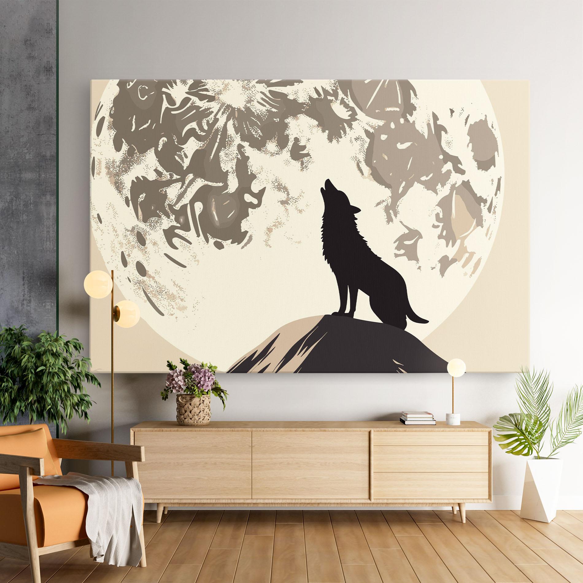 Tablou Canvas Cream Moon Wolf mockup 9
