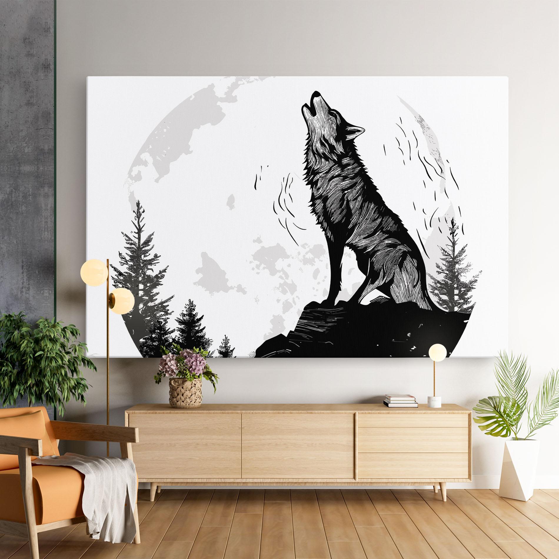 Tablou Canvas Grey Moon Wolf mockup 9