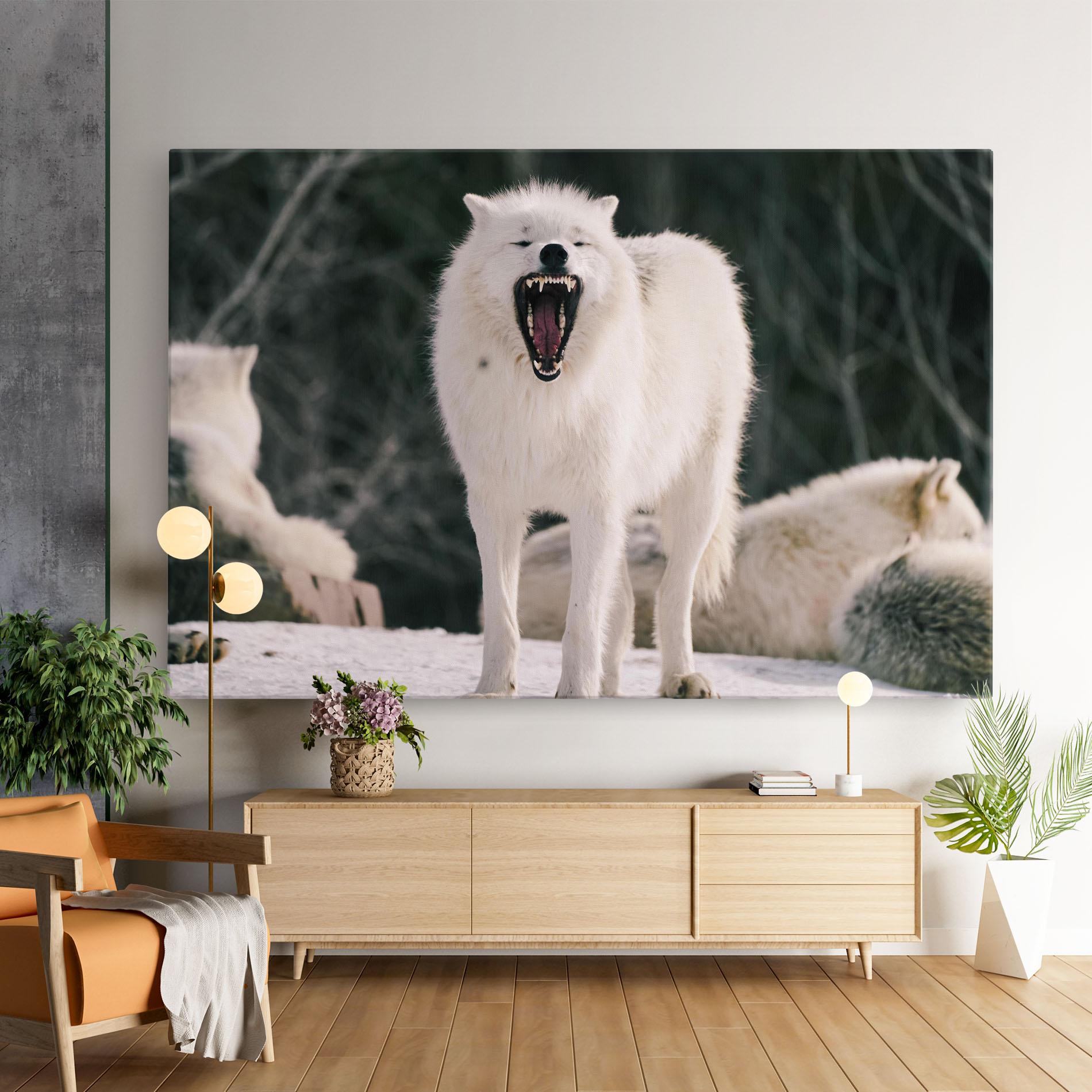 Tablou Canvas Laughing White Wolf mockup 9