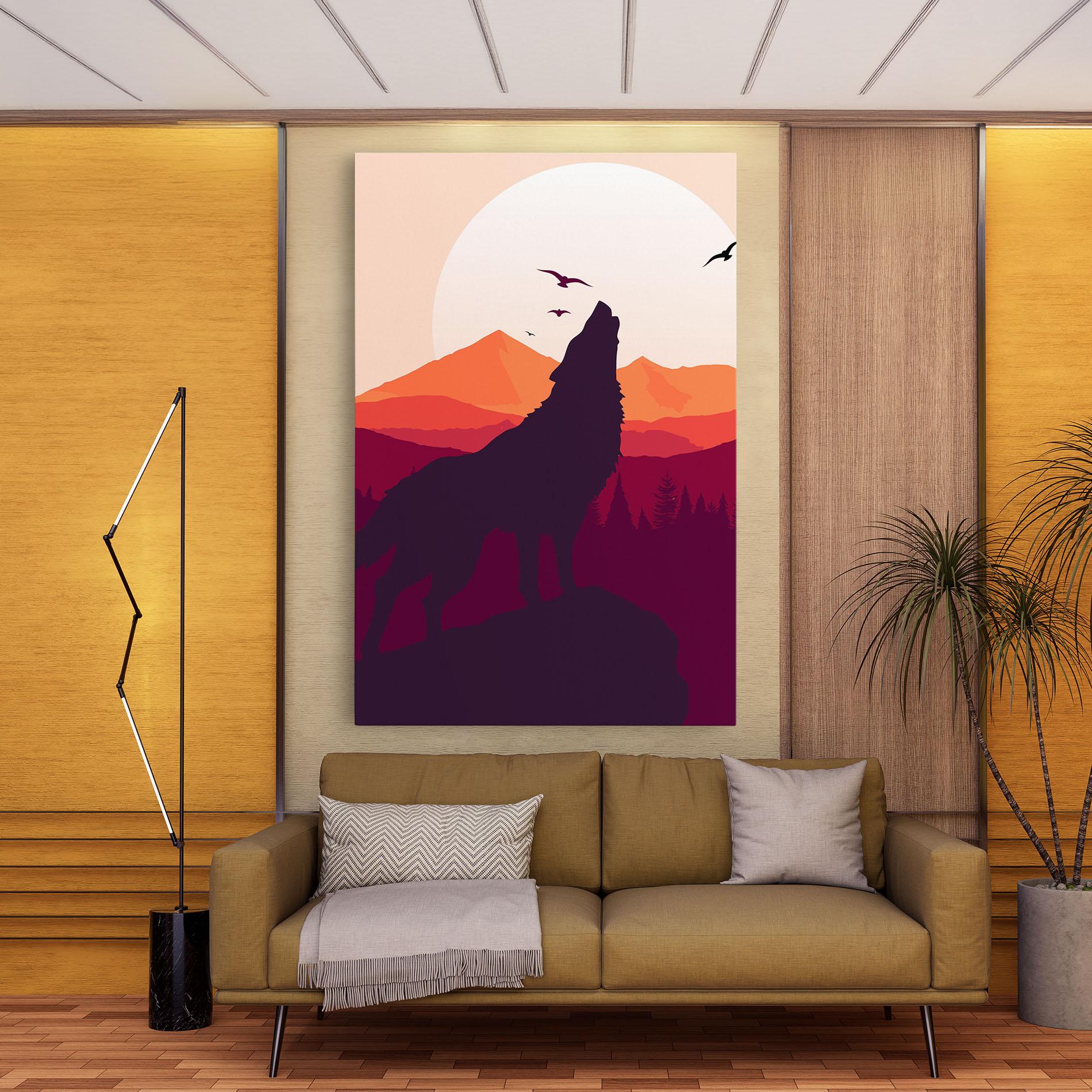 Tablou Canvas Wolf Pink Moon mockup 9