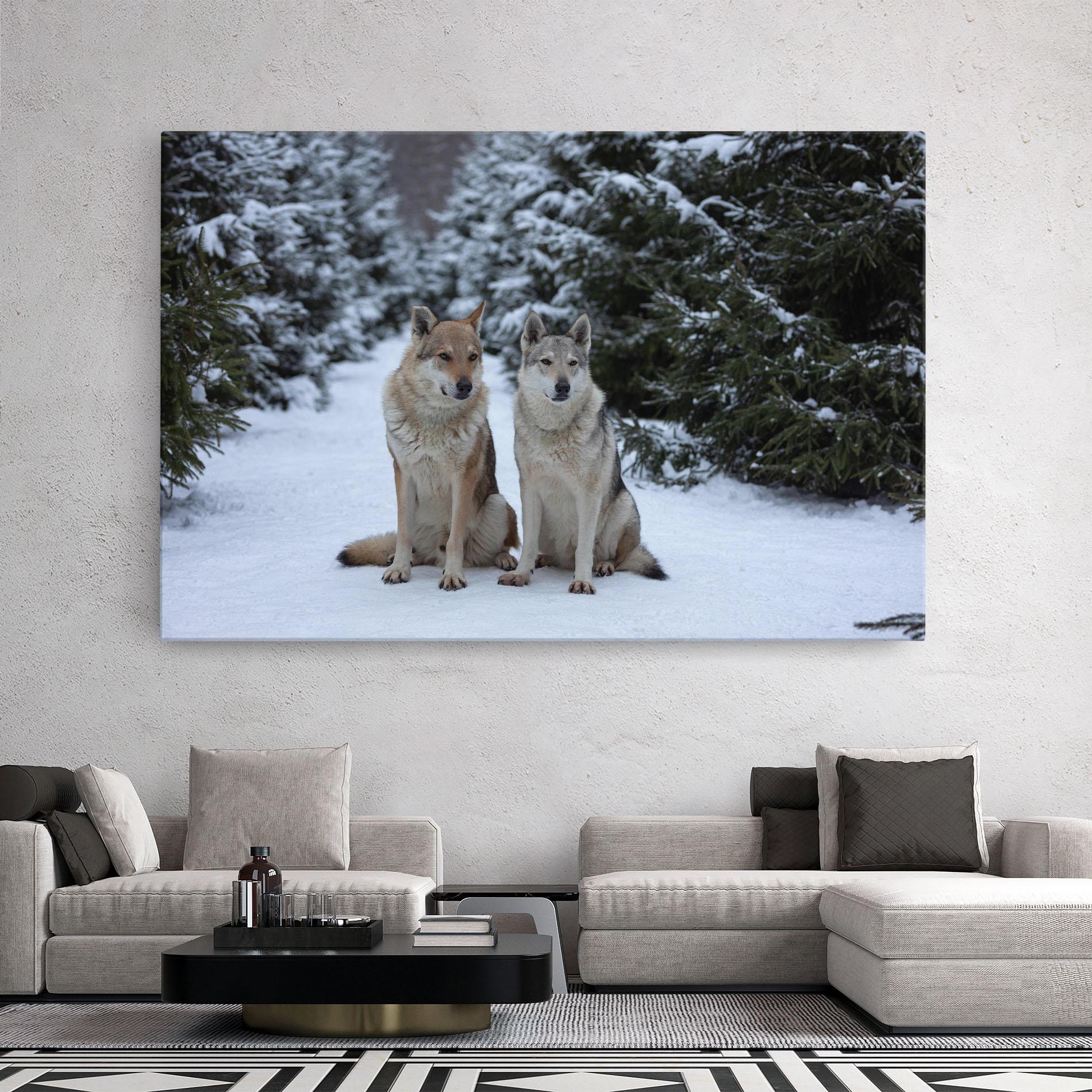 Tablou Canvas 2 Wolfs Sitting mockup 2