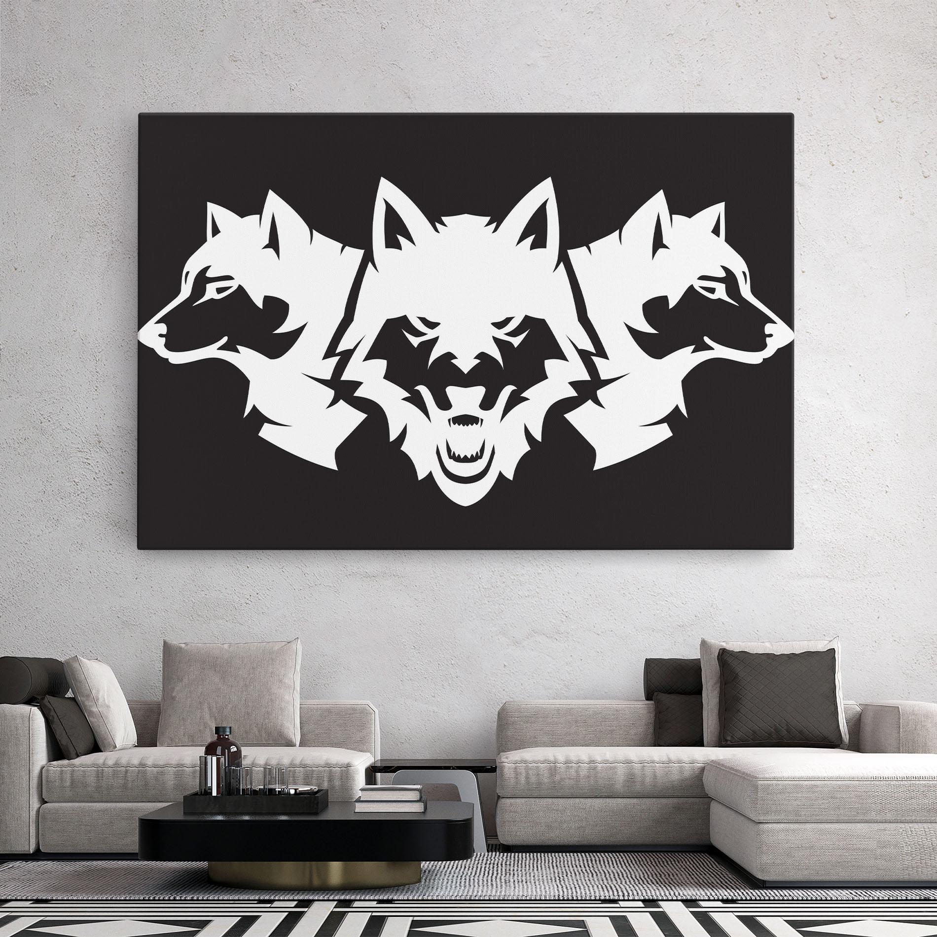 Tablou Canvas 3 Wolf Heads mockup 2