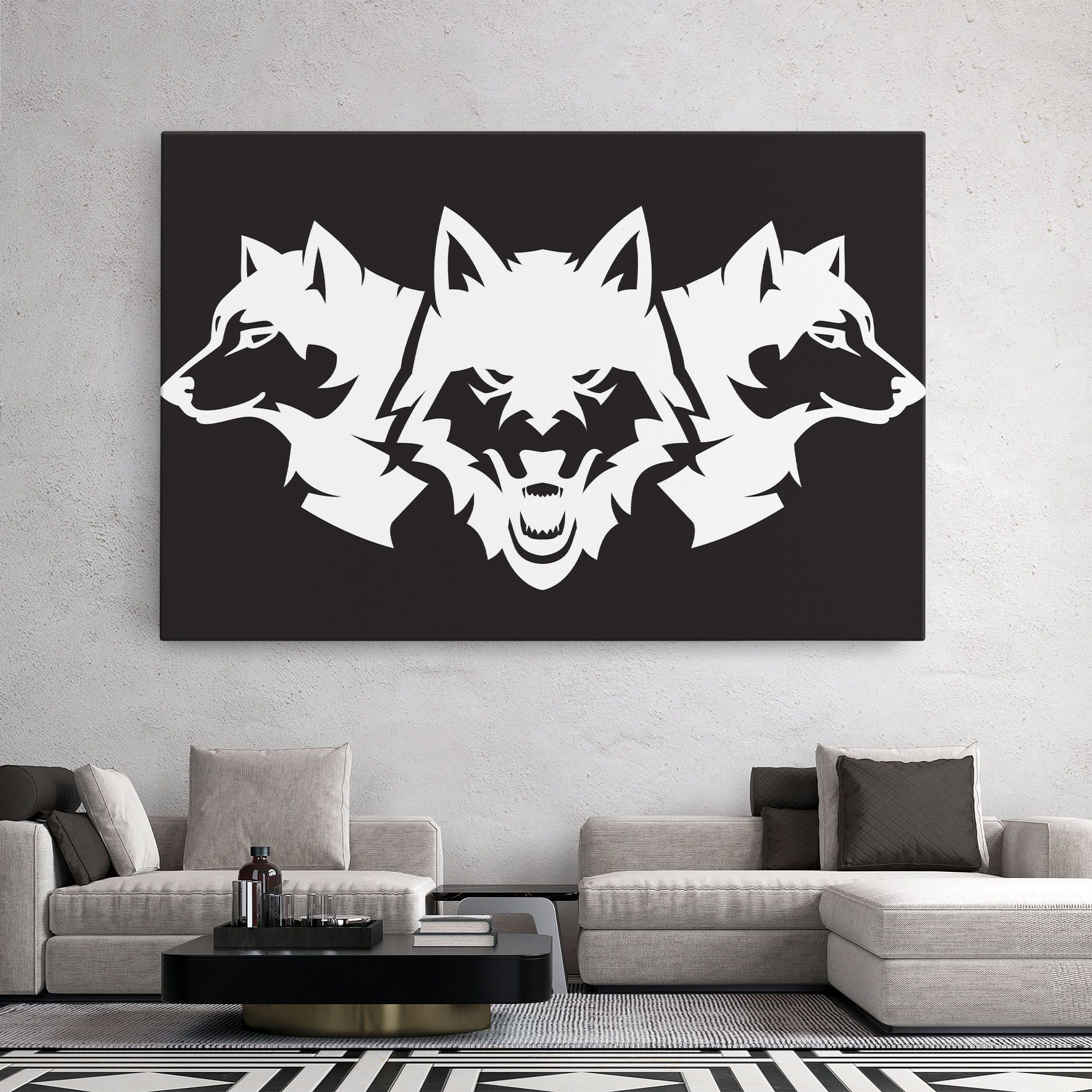 3 Wolf Heads mockup 2