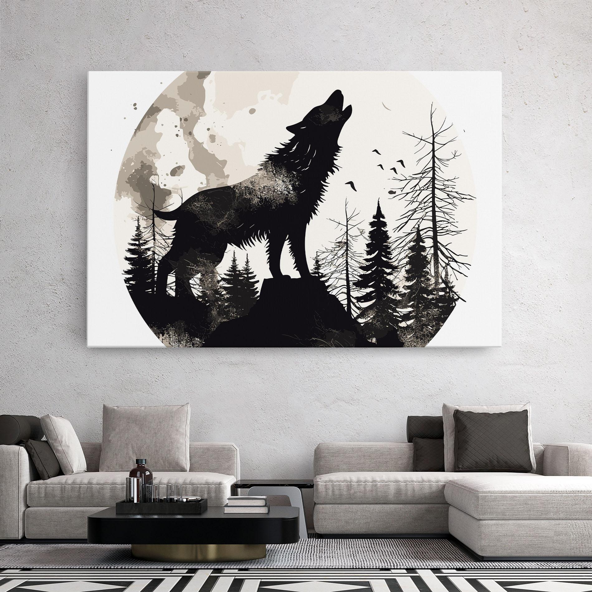 Tablou Canvas Black On Cream Wolf mockup 2