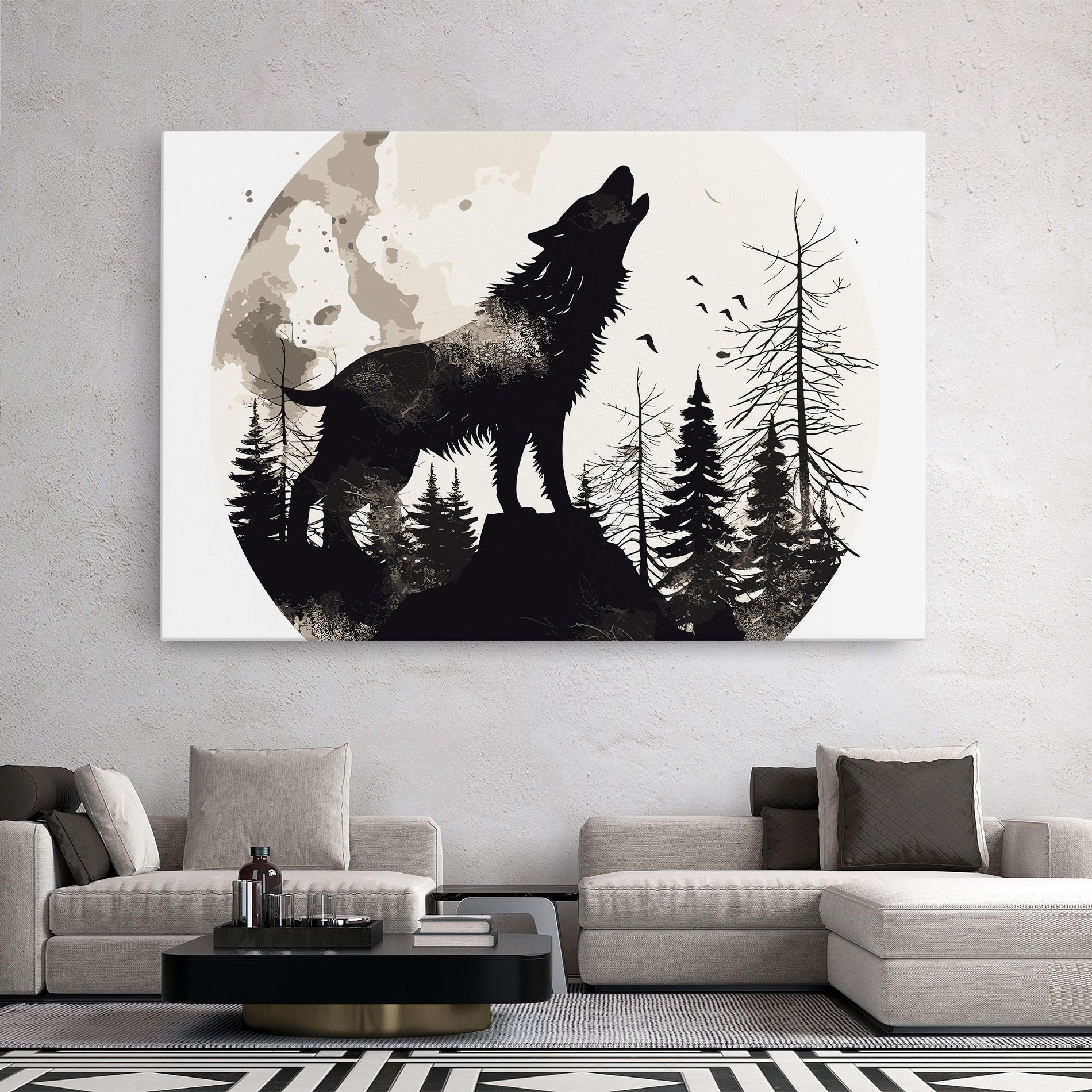 Black On Cream Wolf mockup 2