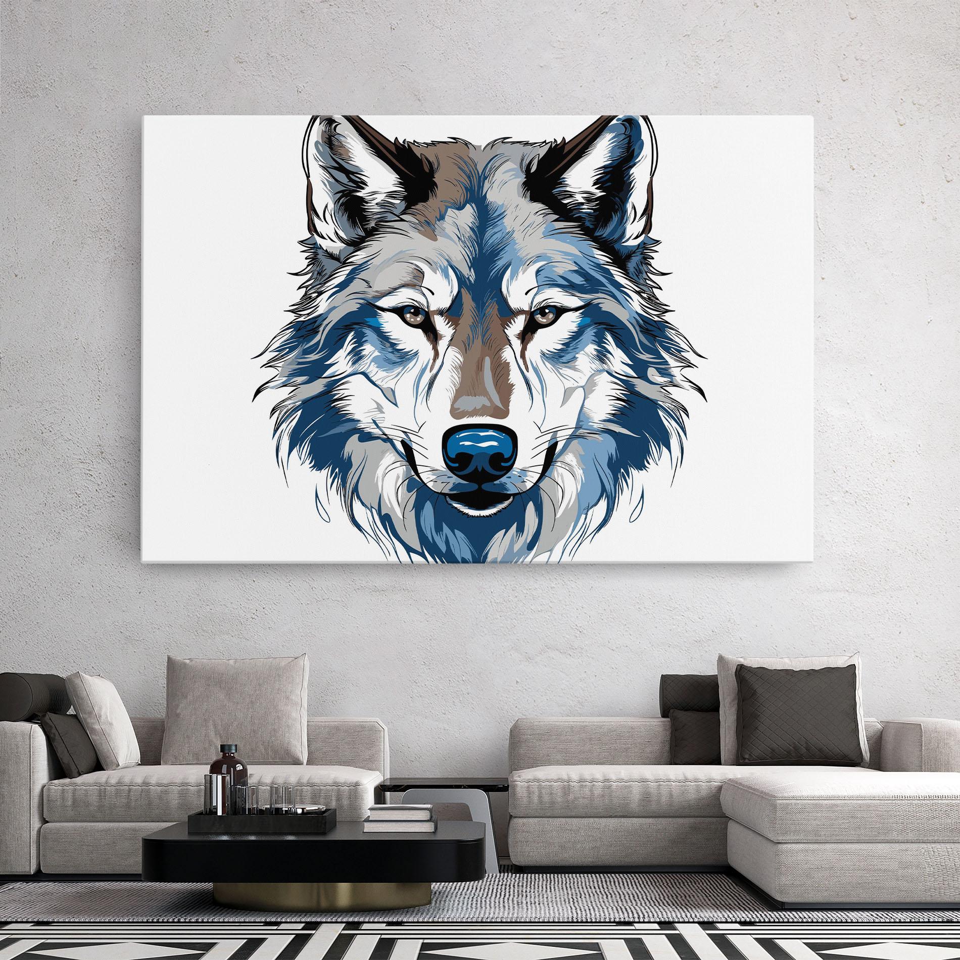 Tablou Canvas Blue Wolf Head mockup 2