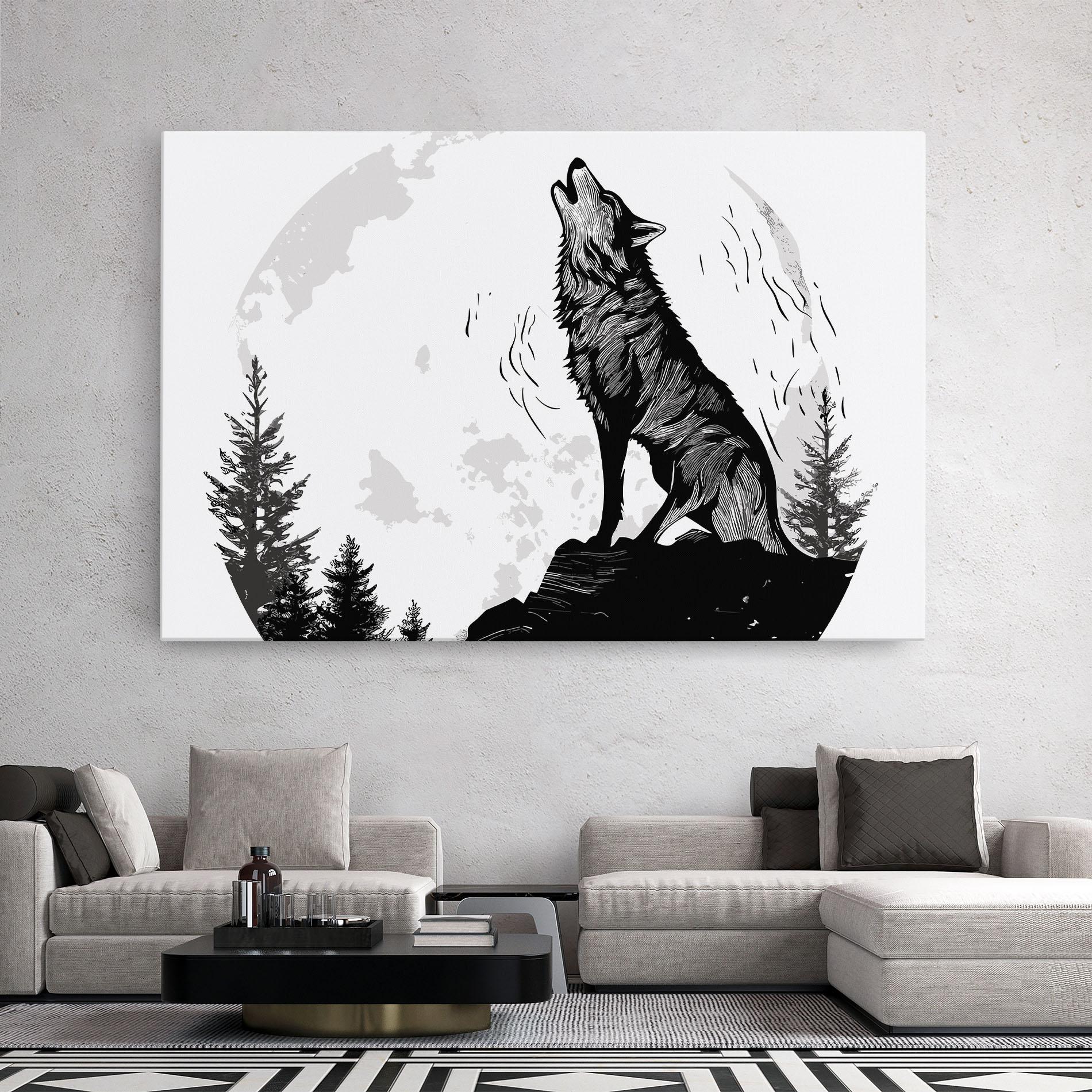 Tablou Canvas Grey Moon Wolf mockup 2
