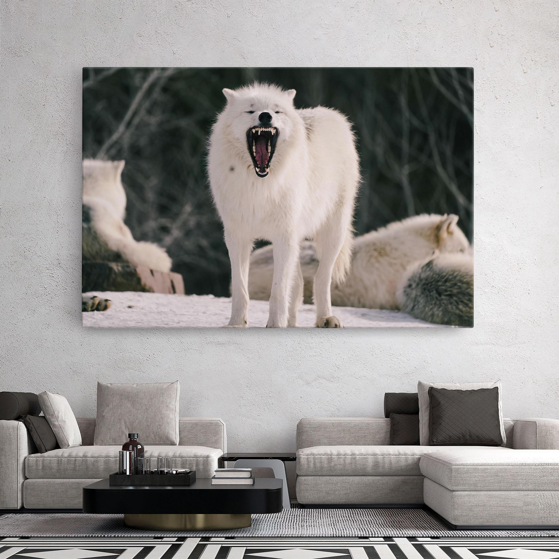 Tablou Canvas Laughing White Wolf mockup 2