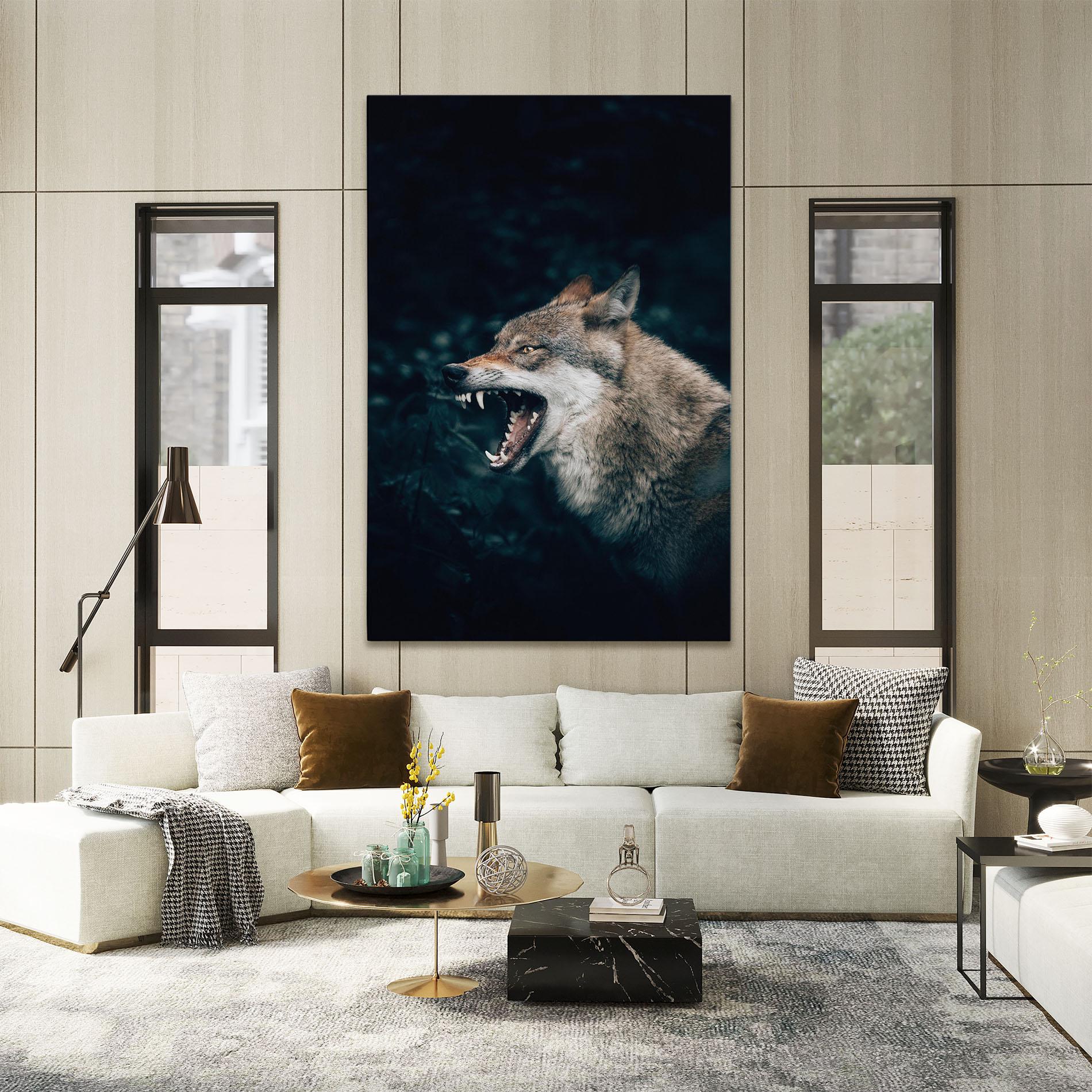 Tablou Canvas Angry Wolf In The Forest mockup 2