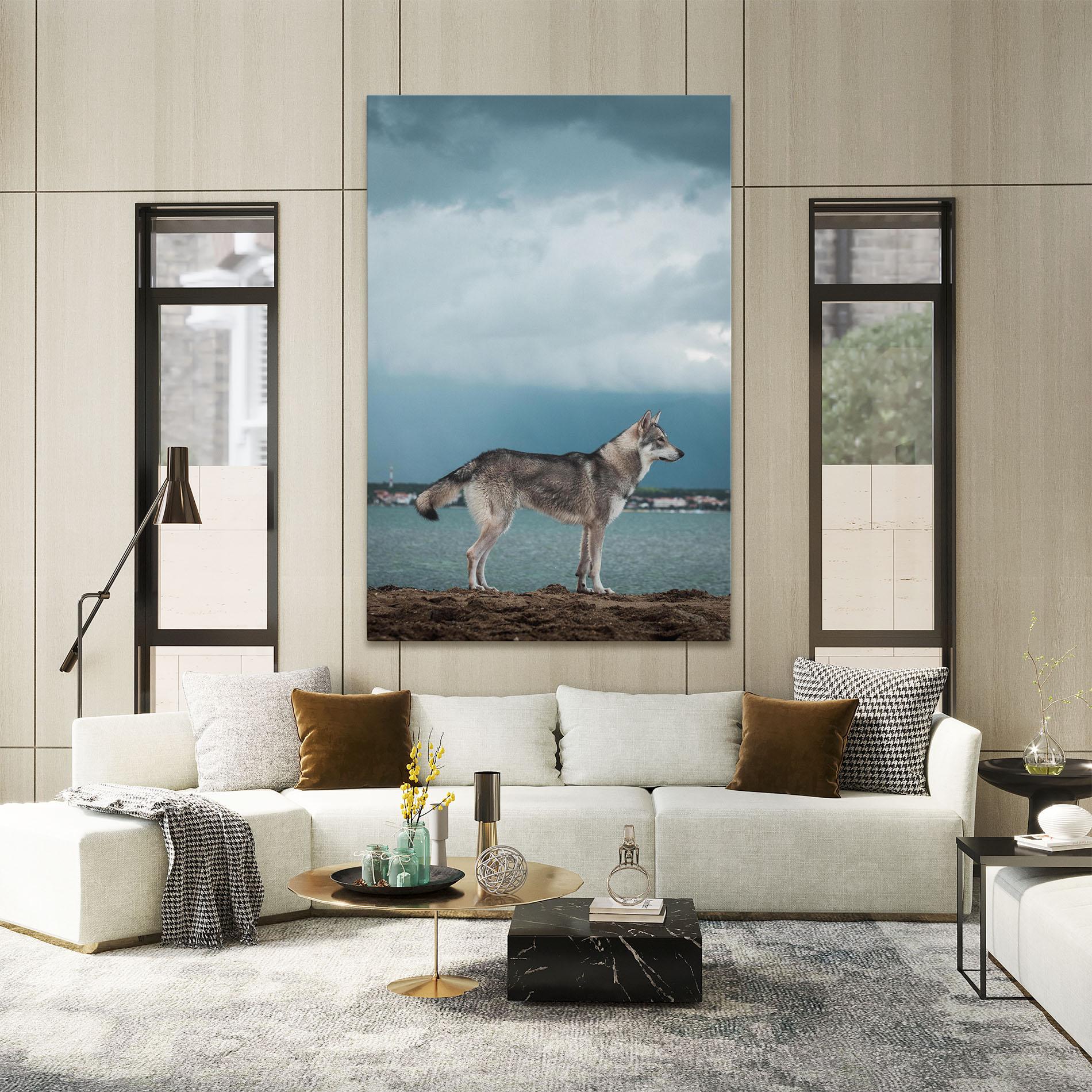 Tablou Canvas Grey Wolf Looking mockup 2