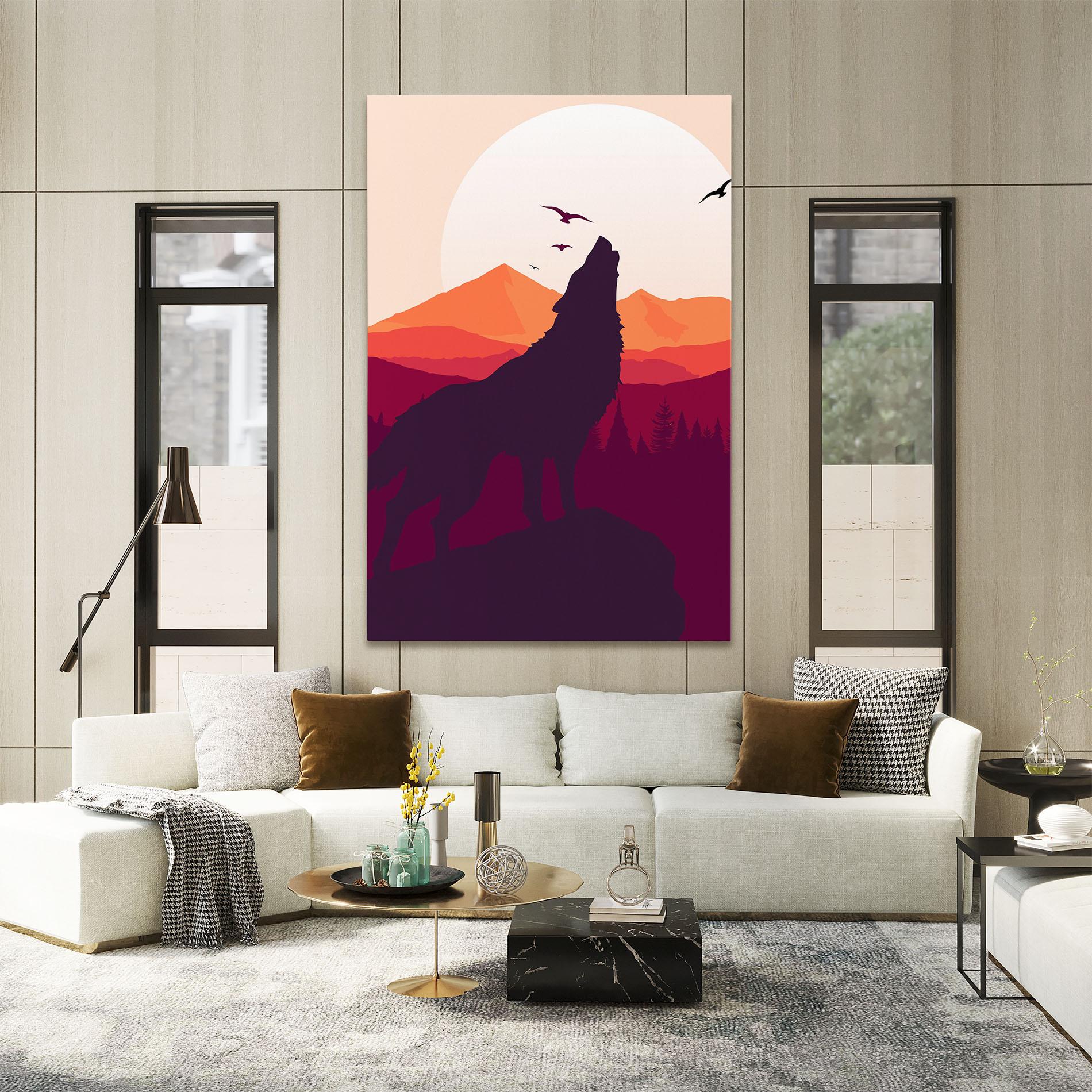 Tablou Canvas Wolf Pink Moon mockup 2