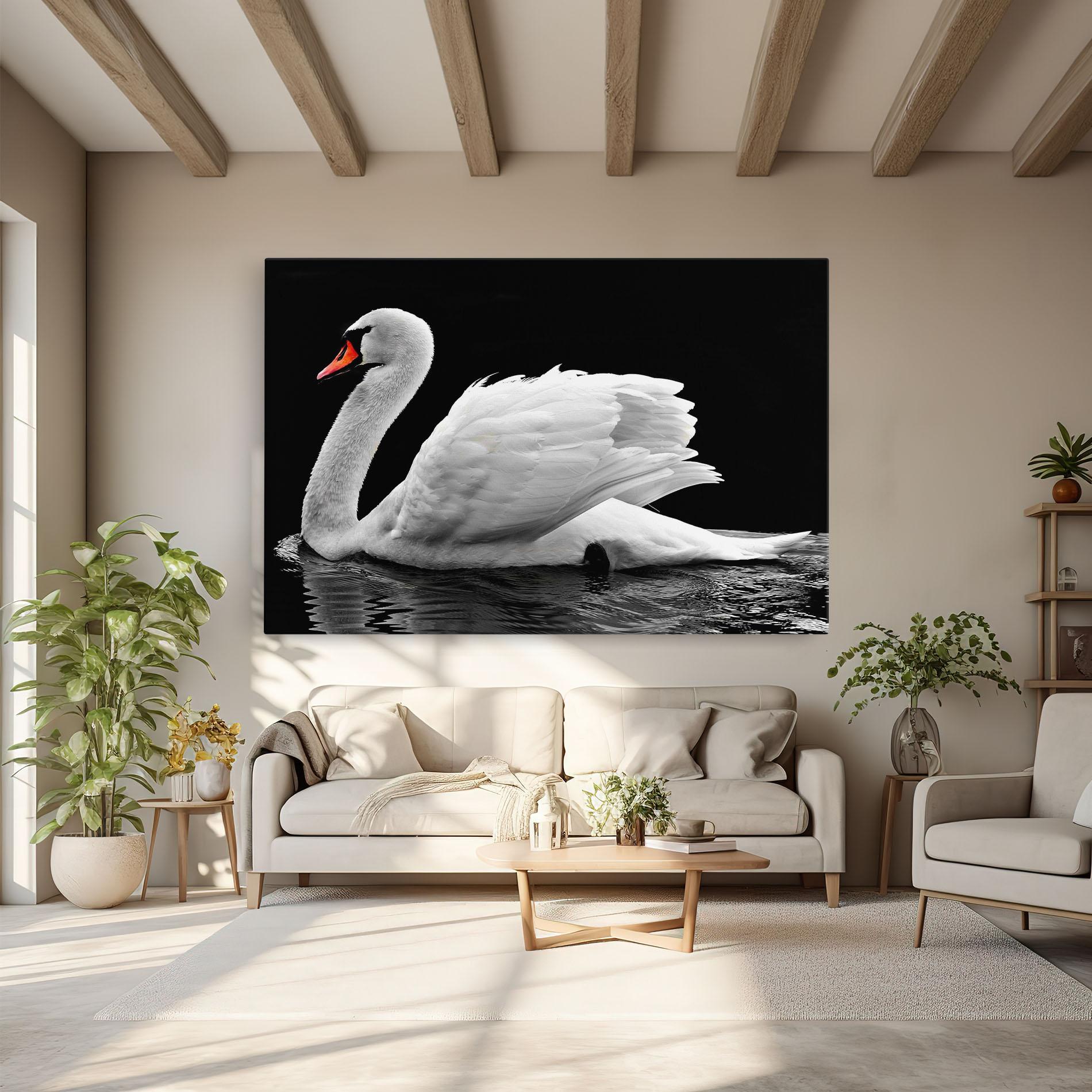 Tablou Canvas Black And White Swan mockup 6