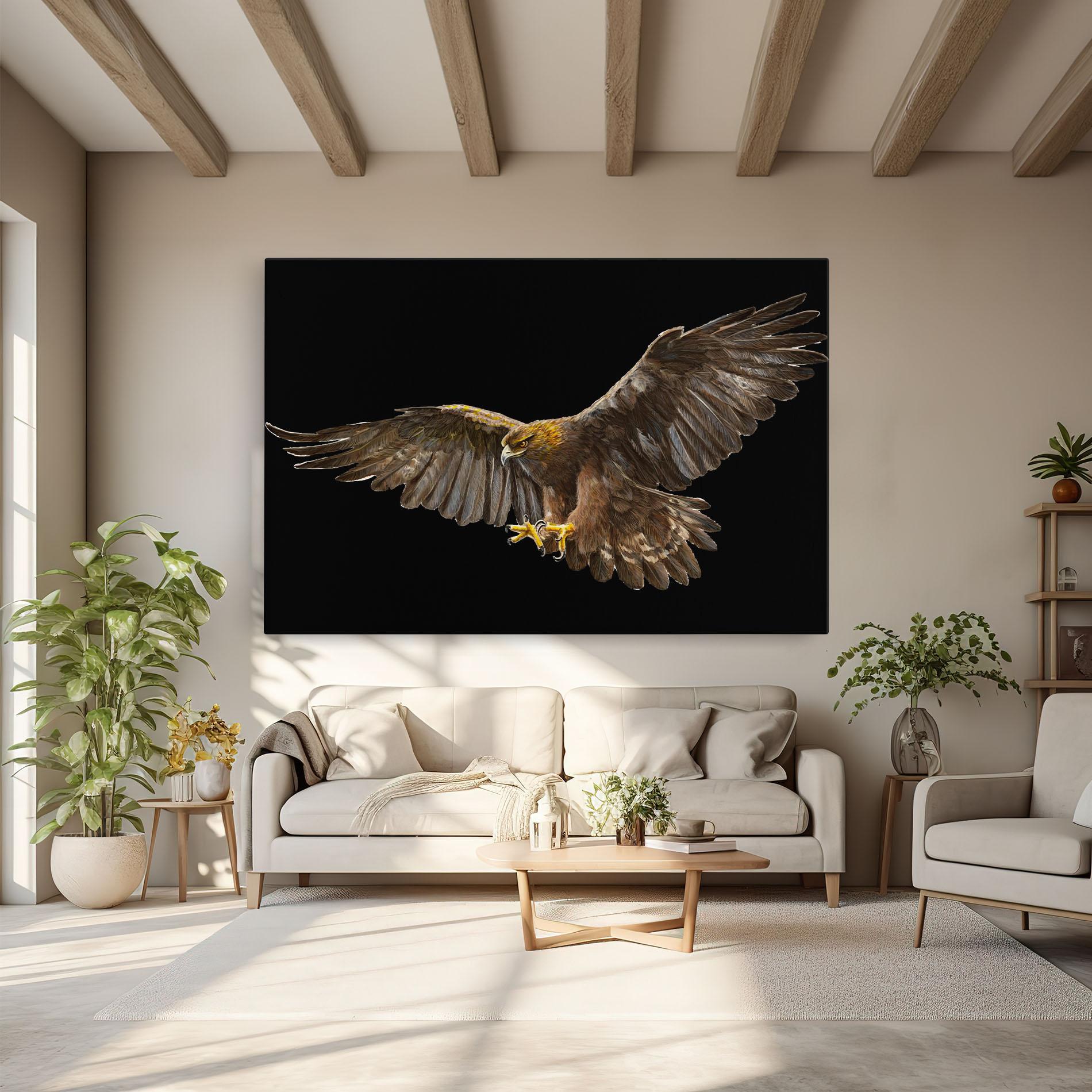 Tablou Canvas Eagle On Black mockup 6